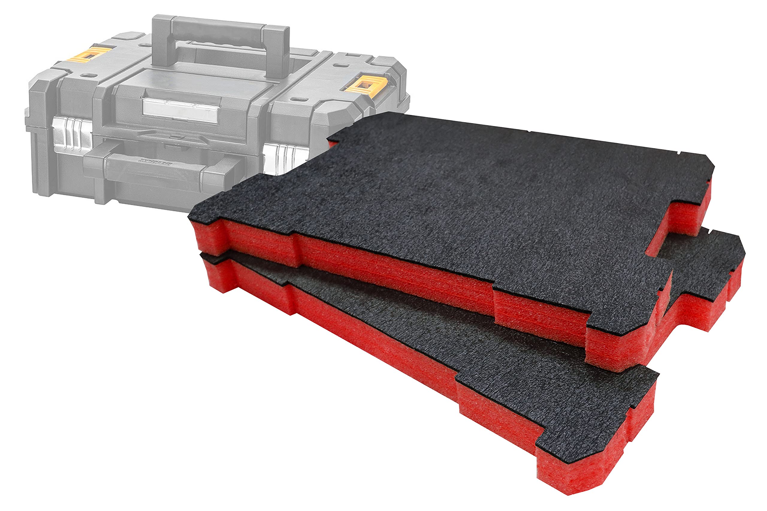 Shadow Foam Red Tstak/Prostack Foam Inserts [30Mm Twin Pack] Easy Peel Foam Inserts For Dewalt Tstak & Stanley Prostack Boxes