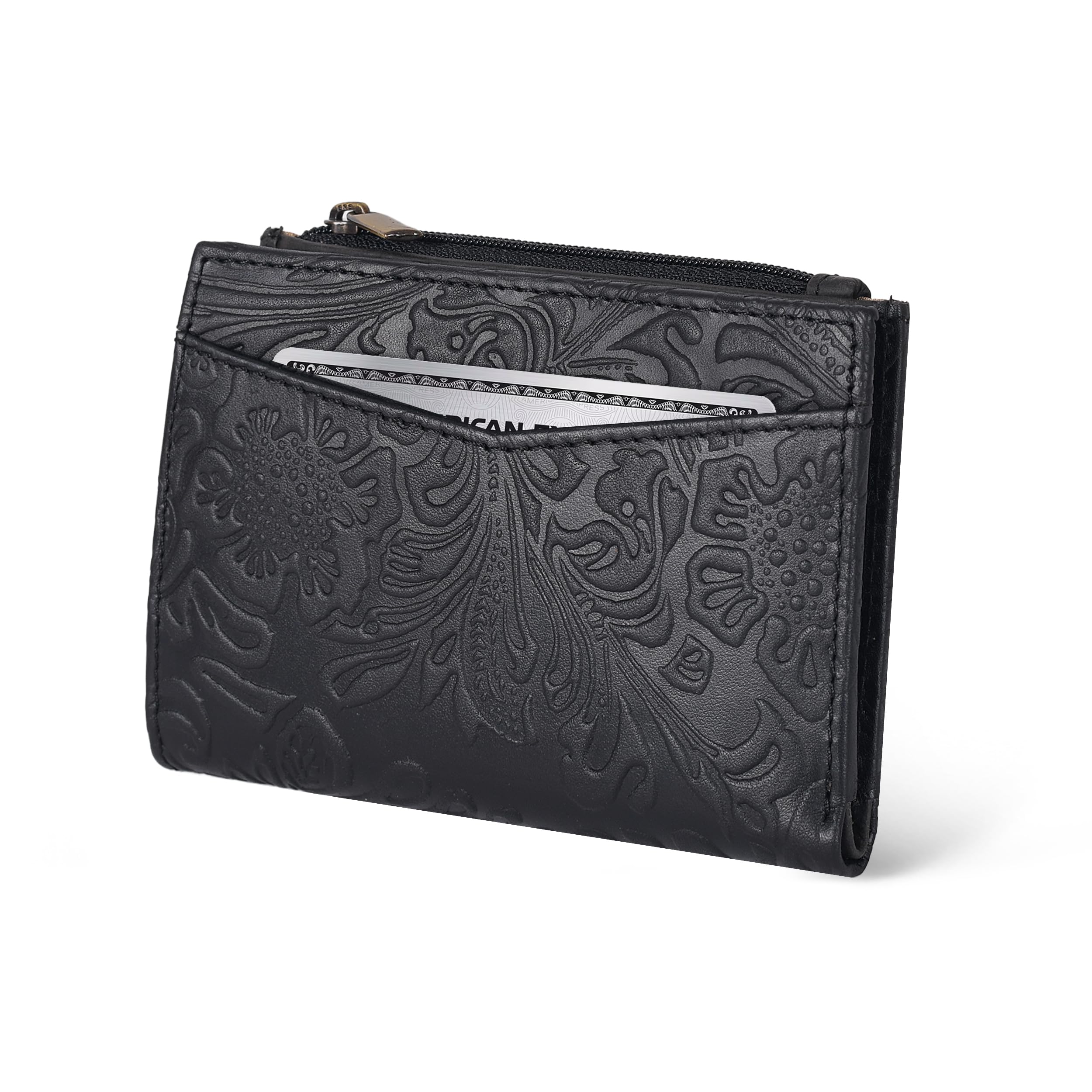 Oak Leathers Leather Wallet For Women - Small RFID Coin Purse Credit Card & ID Holder for Ladies, Gift for Women's, Bifold Wallets (Crazy Horse Black