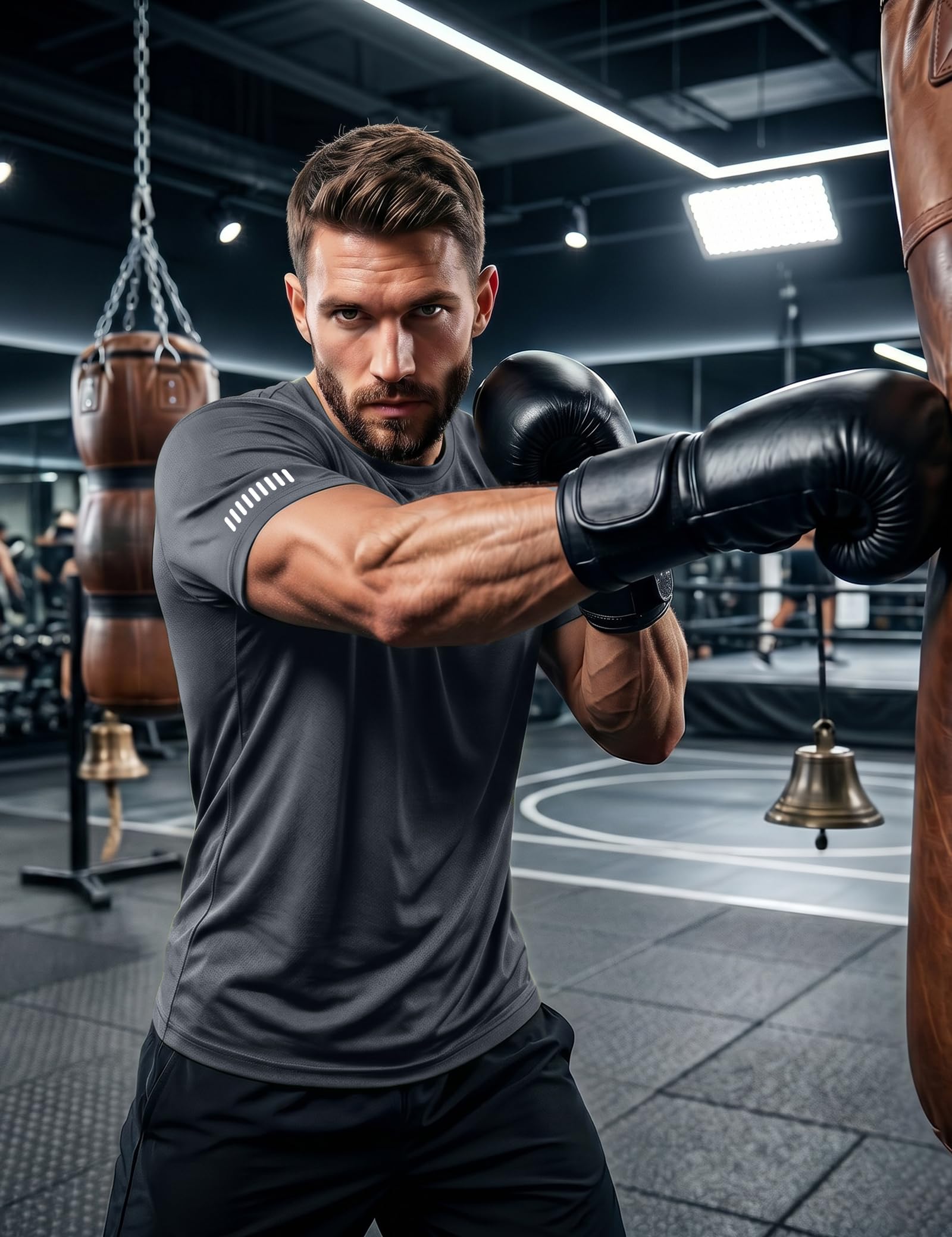 Paquete de 1/5 camisetas deportivas para hombre, ropa de gimnasio, camisetas para correr, de secado rápido, absorben la humedad, transpirables, para entrenamiento