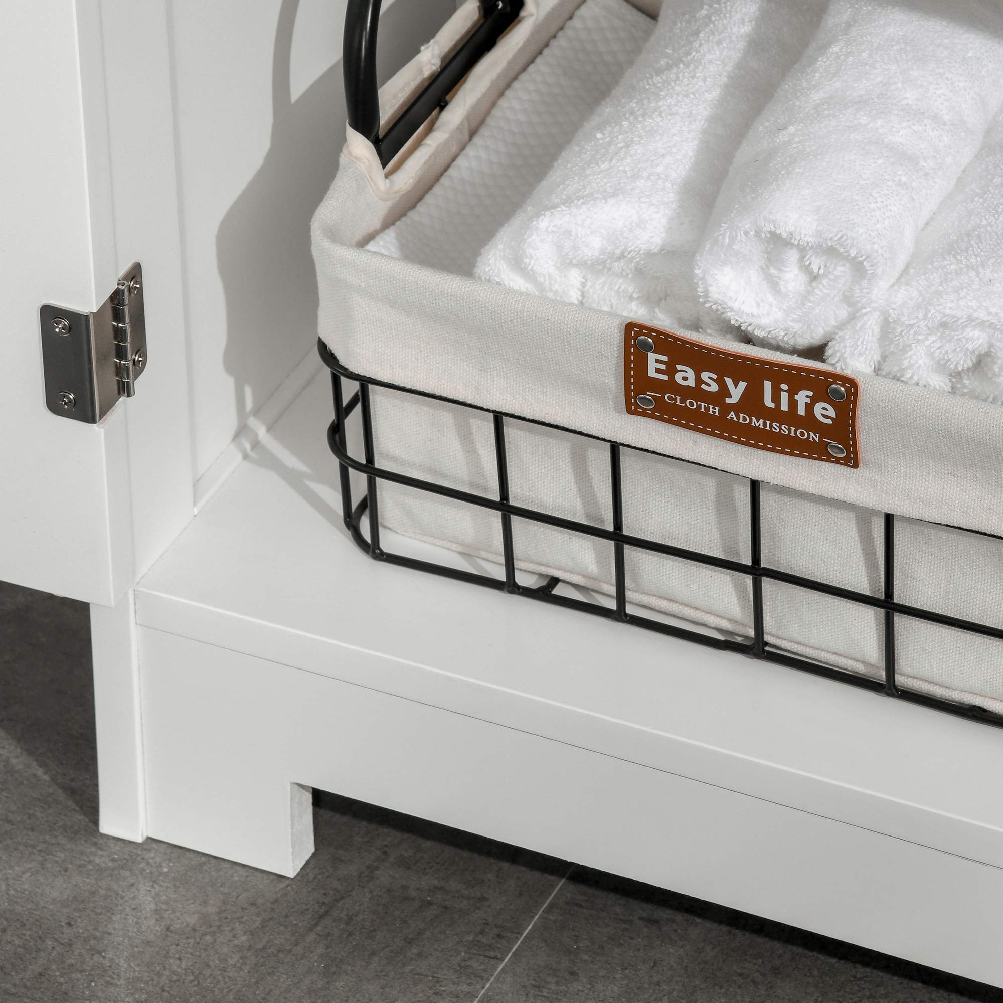 kleankin Armario de Baño, Mueble 2 Puertas 2 Cajones 60x30x108,8 cm Blanco | Estante Ajustable, Compartimento Abierto, Mueble Auxiliar de Almacenaje, para Salón Cocina