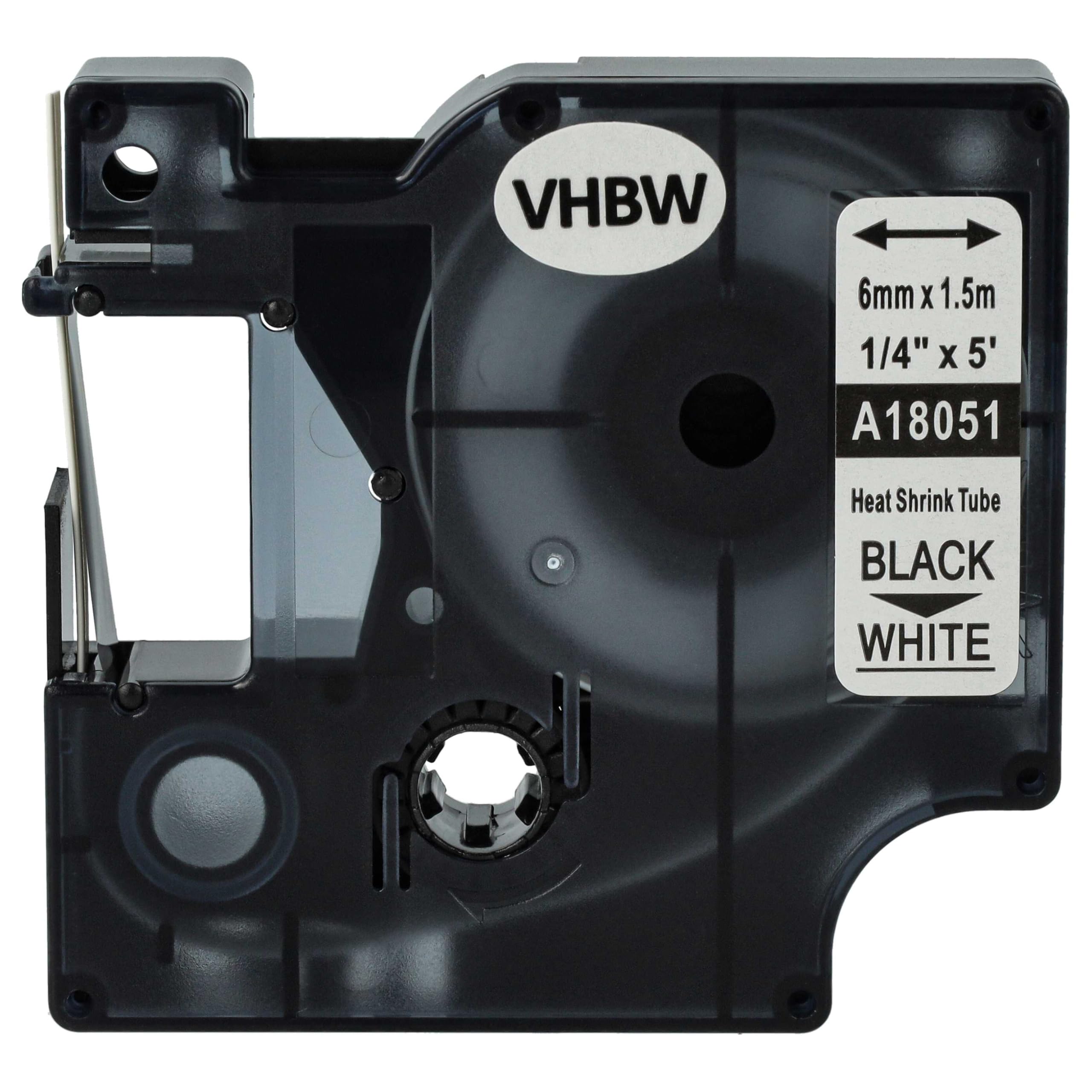 vhbw 10x Schriftband-Kassette Ersatz für Dymo 18051 für Etiketten-Drucker Schwarz auf Weiß, Schrumpfschlauch-Kassette, 6 mm