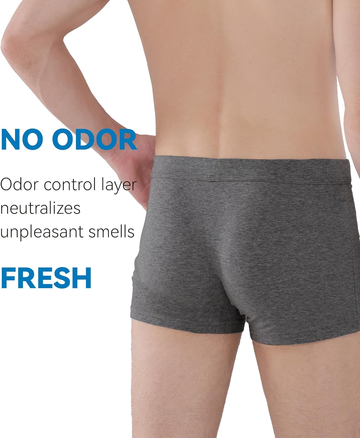 Mens Incontinence Underwear Washable Leak and Odor Protection 60ml Absorbency Covered Waistband Boxer Briefs 3 Pack (3 Dark Gray, XL) - Image 4