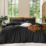 MooMee Duvet Cover Set 100% Washed Cotton Linen Like Queen | Relaxed Linen-like Texture. Soft, Breathable & Long-lasting Comfort. Lightweight. Hidden Zipper with 8 Interior Corner Ties