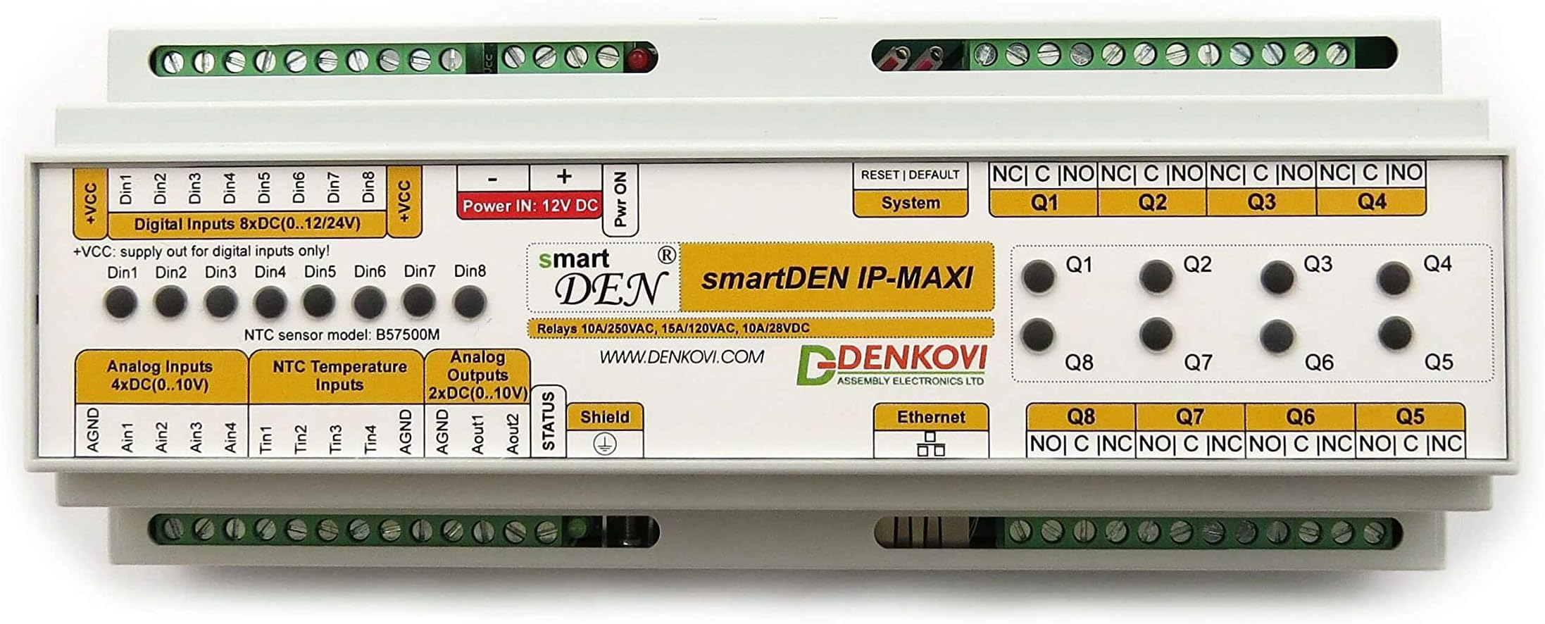 smartDEN Maxi - I/O Relay Module SNMP, HTTP with DIN Rail Box 24V