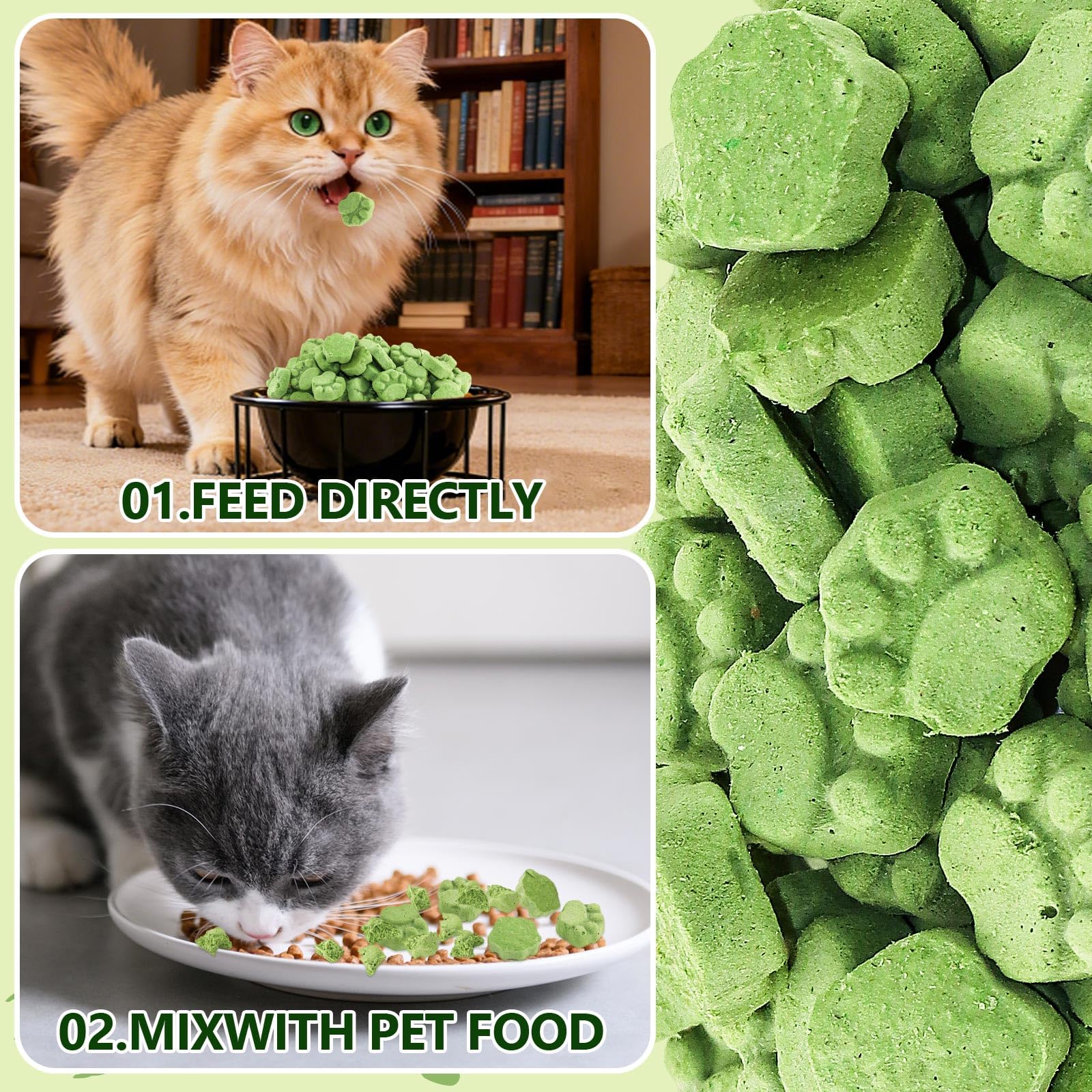100g Bastoncini di Erba for Gatti, Snack per Gatti Erba da Gatto, Giocattolo Dentale per Gatto, Liofilizzato con Erba Gatta per la Pulizia dei Denti