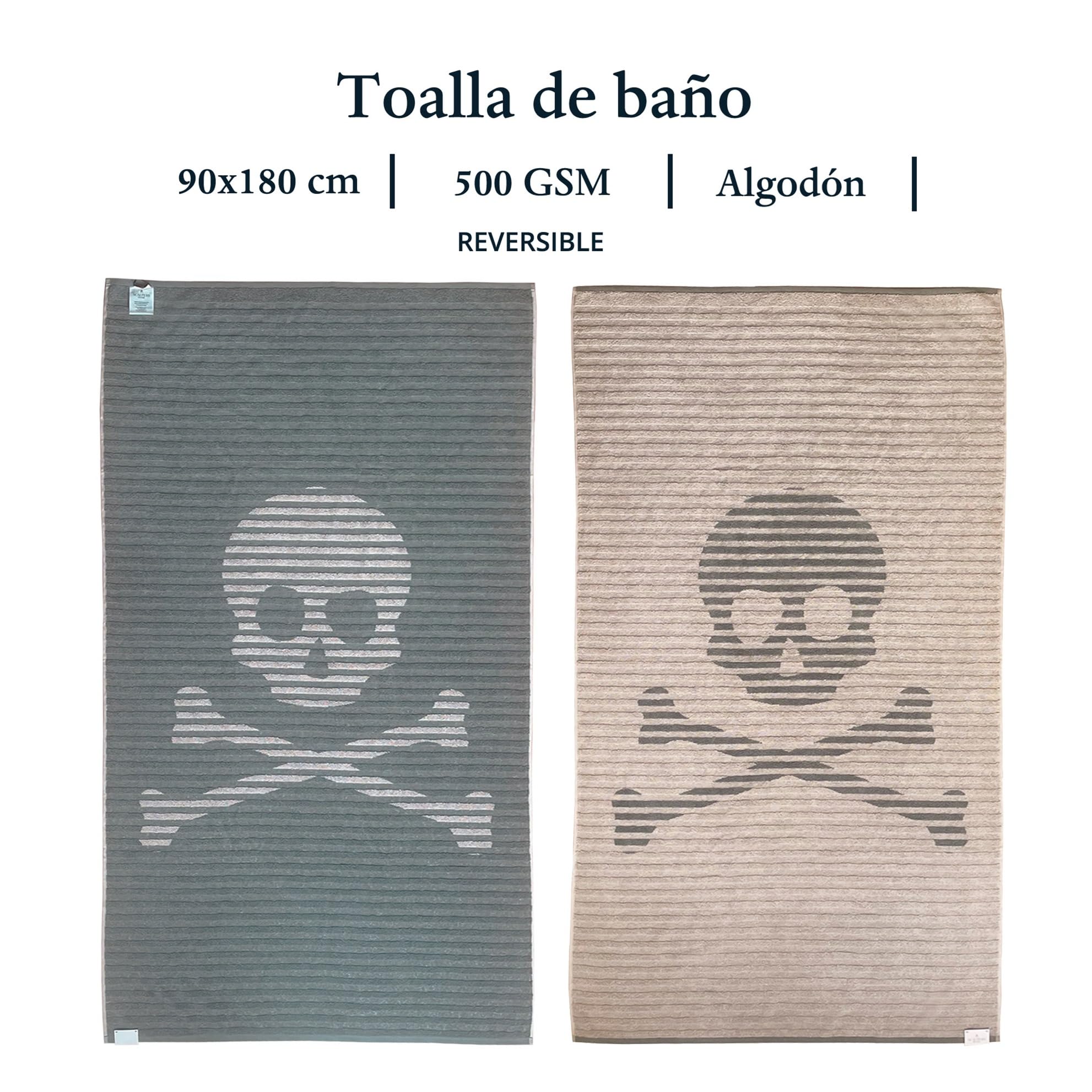 Toalla de Playa 90x180cm 100% Algodón 500GSM Beige con Logo y a Rayas Scalpers Home