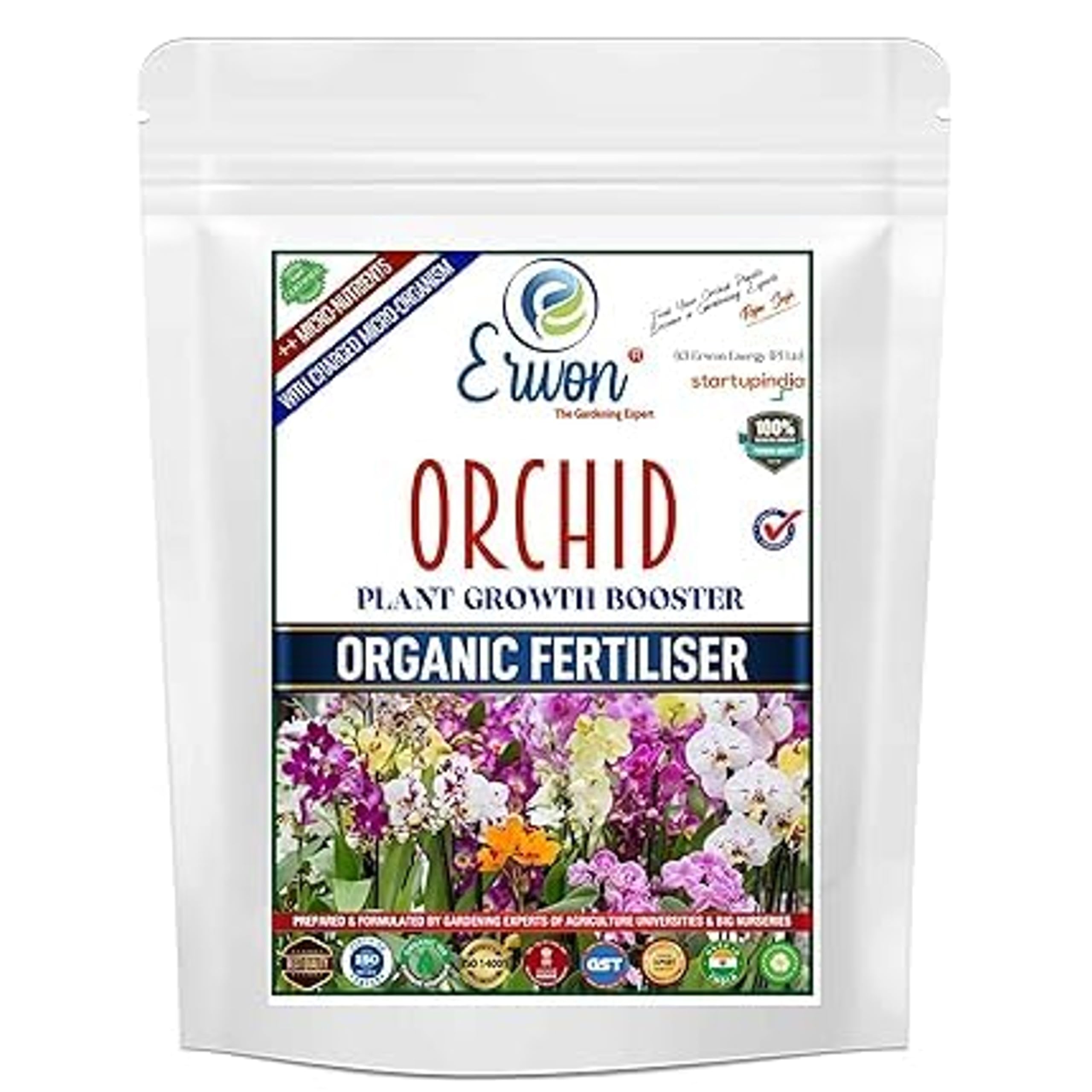 Erwon® Orchid Plant Fast Growth Fertilizer, Premium Essential Powerful Organic Fertilizer for Overall Growth of Orchid Plants, with Charged Micro-Organism and ++ Micronutrients (900 gm)