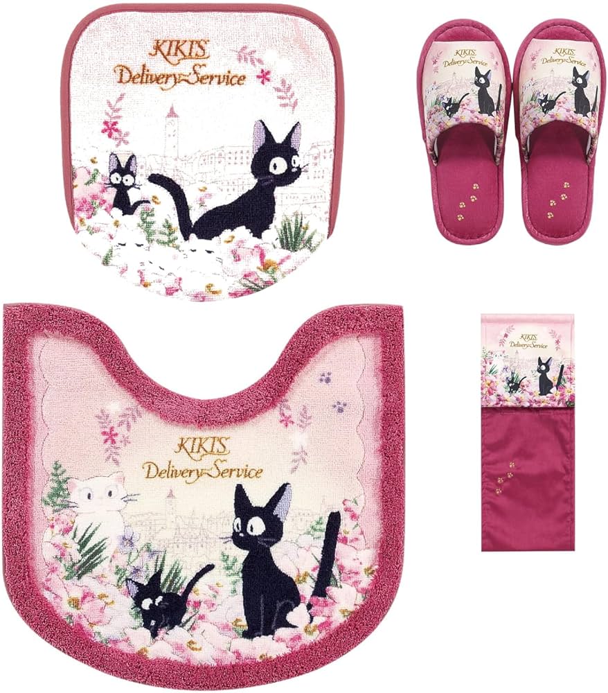 魔女の宅急便 トイレマット セット ４点 洗浄暖房便座 ジブリ ジジとデート Amazon｜魔女の宅急便 トイレマットセット 4点セット ジブリ ジジ