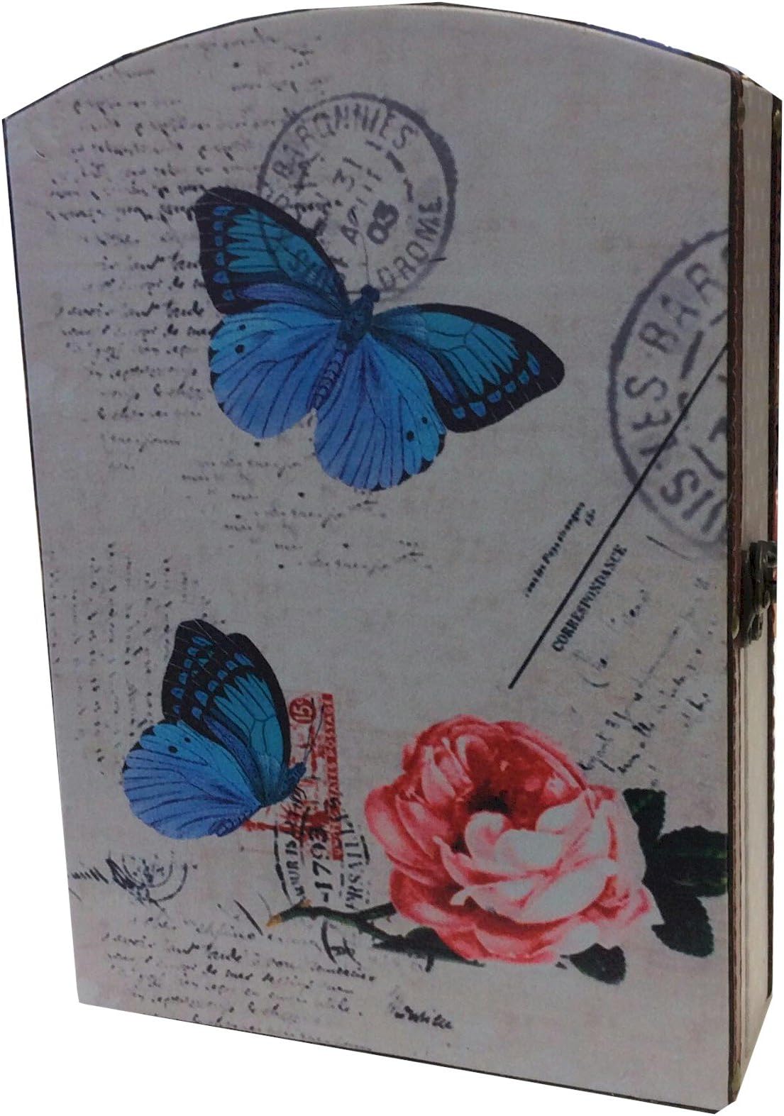 Little Springs Blue Butterflies Rectangular Wooden Key Storage Box