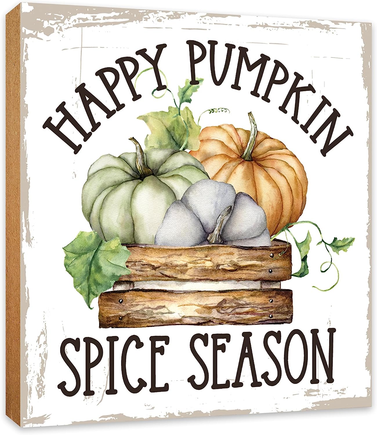 LifeSong Milestones Shelf Sitter for Fall Season Signs Inspirational Tabletop Decoration for Home Office Family Decor (Happy Pumpkin Spice)