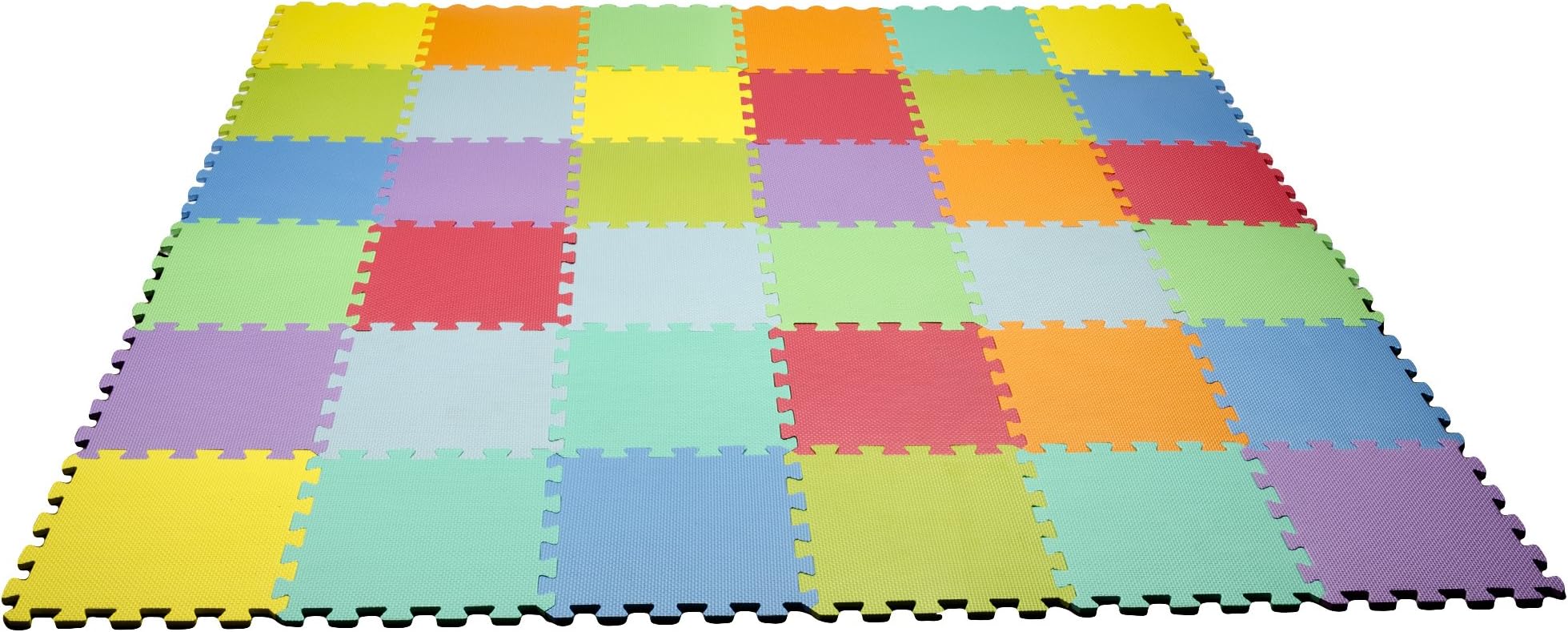 HemingWeigh Kids Multicolored Interlocking Puzzle Play Mat - 36 Tiles - Soft and Safe EVA Foam - Excellent for Day Care's, Play Rooms, Baby Rooms, and playgrounds.
