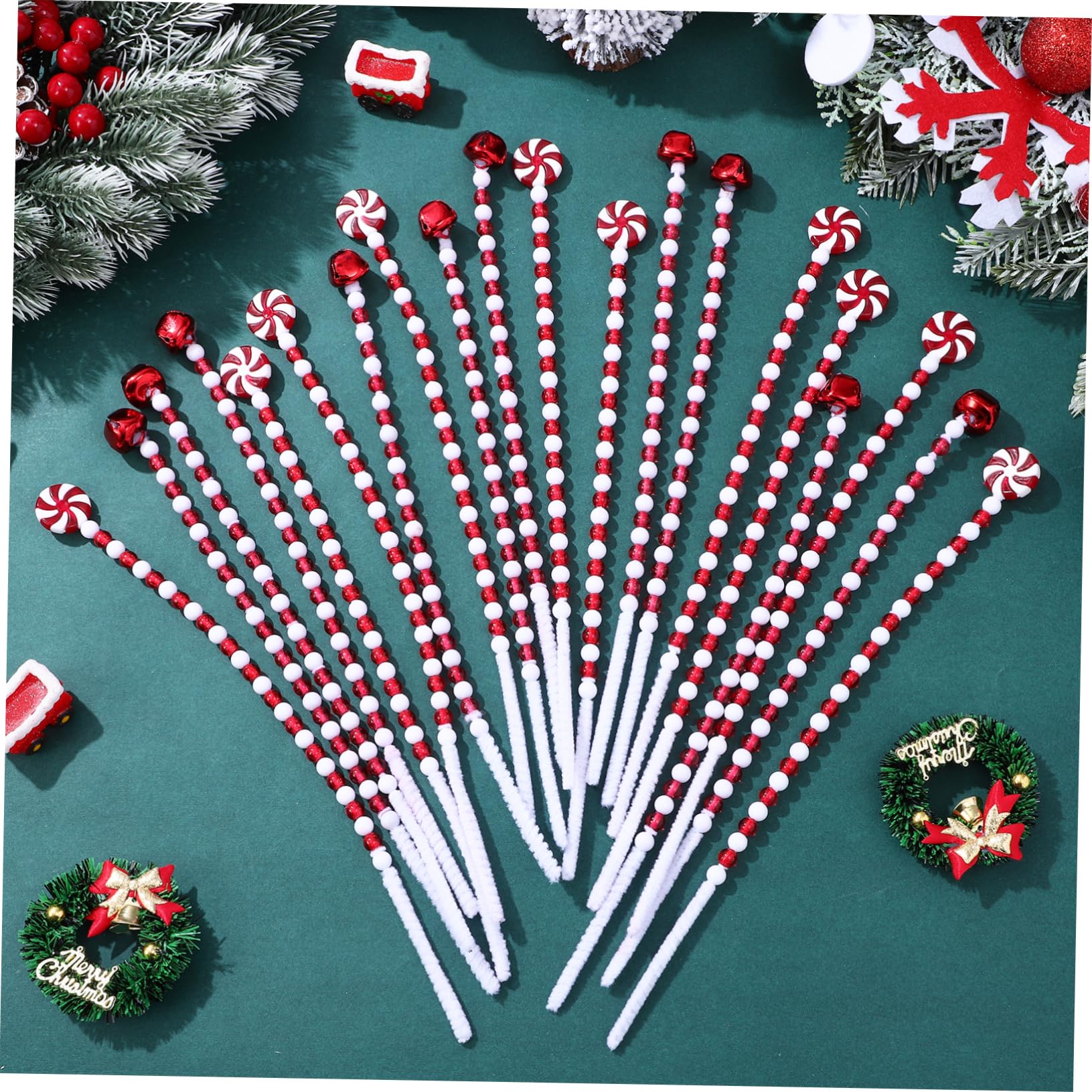 HOLIDYOYO Multi-use Christmas Decorations 20/pkg Candy Cane Ornaments Christmas Tree Ornaments Party Supplies Door Decor