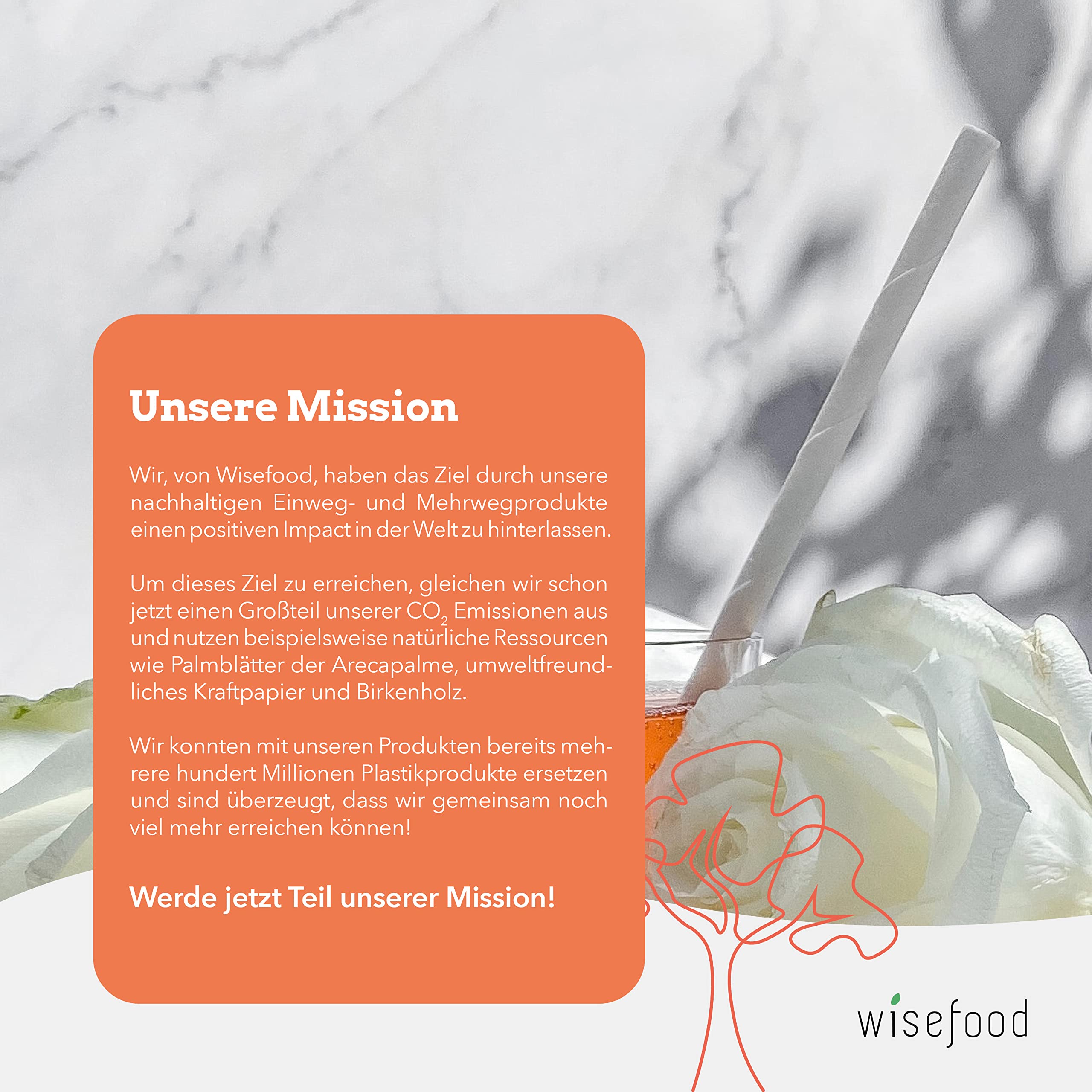 wisefood Pajitas de papel, 2000 unidades (20 x 100 unidades), color blanco, 8 mm de diámetro x 20 cm, sin PLA/PE, biodegradables y desechables