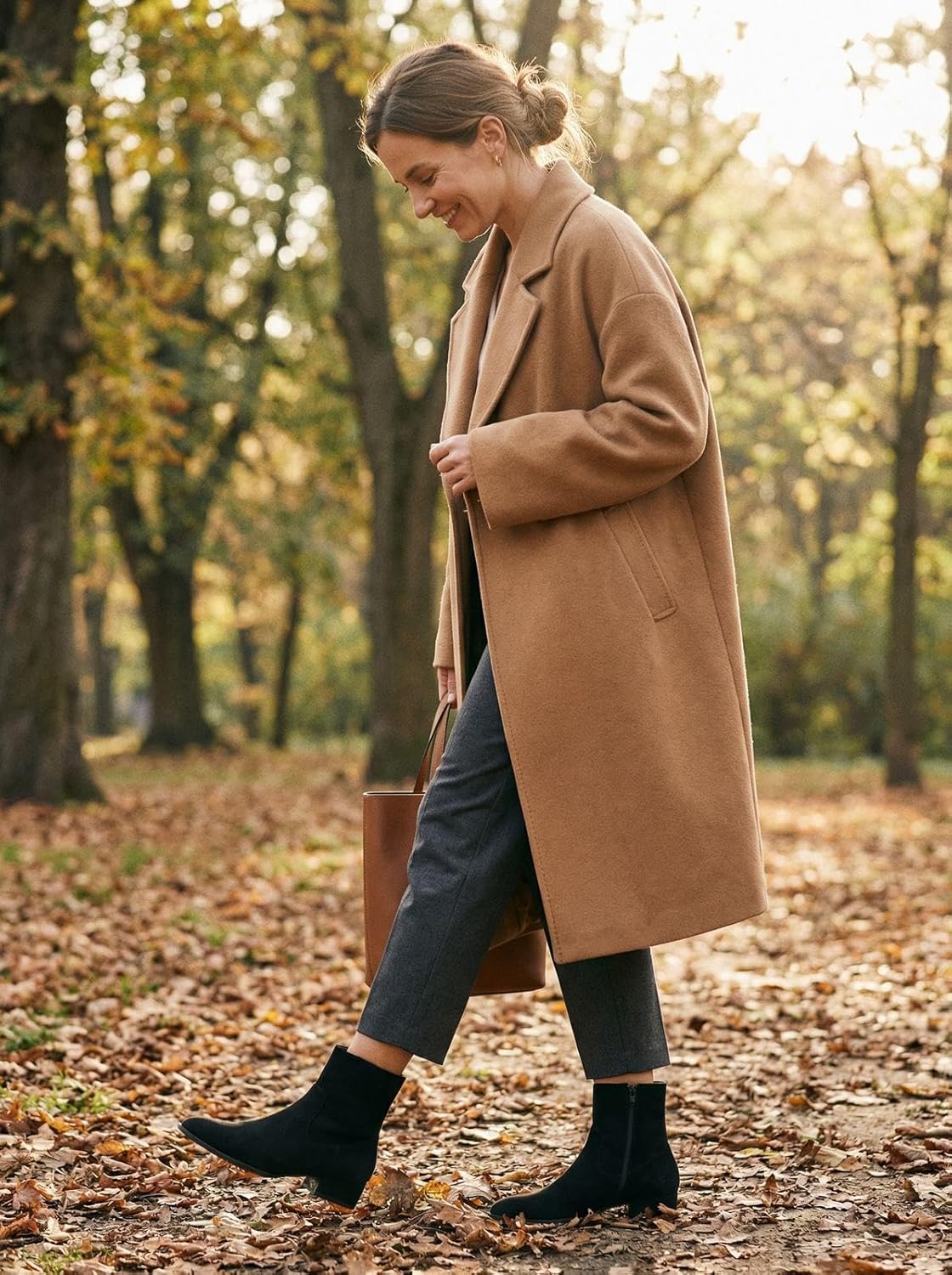 Women's Low Heel Comfortable Ankle Boots Square Toe Short Booties