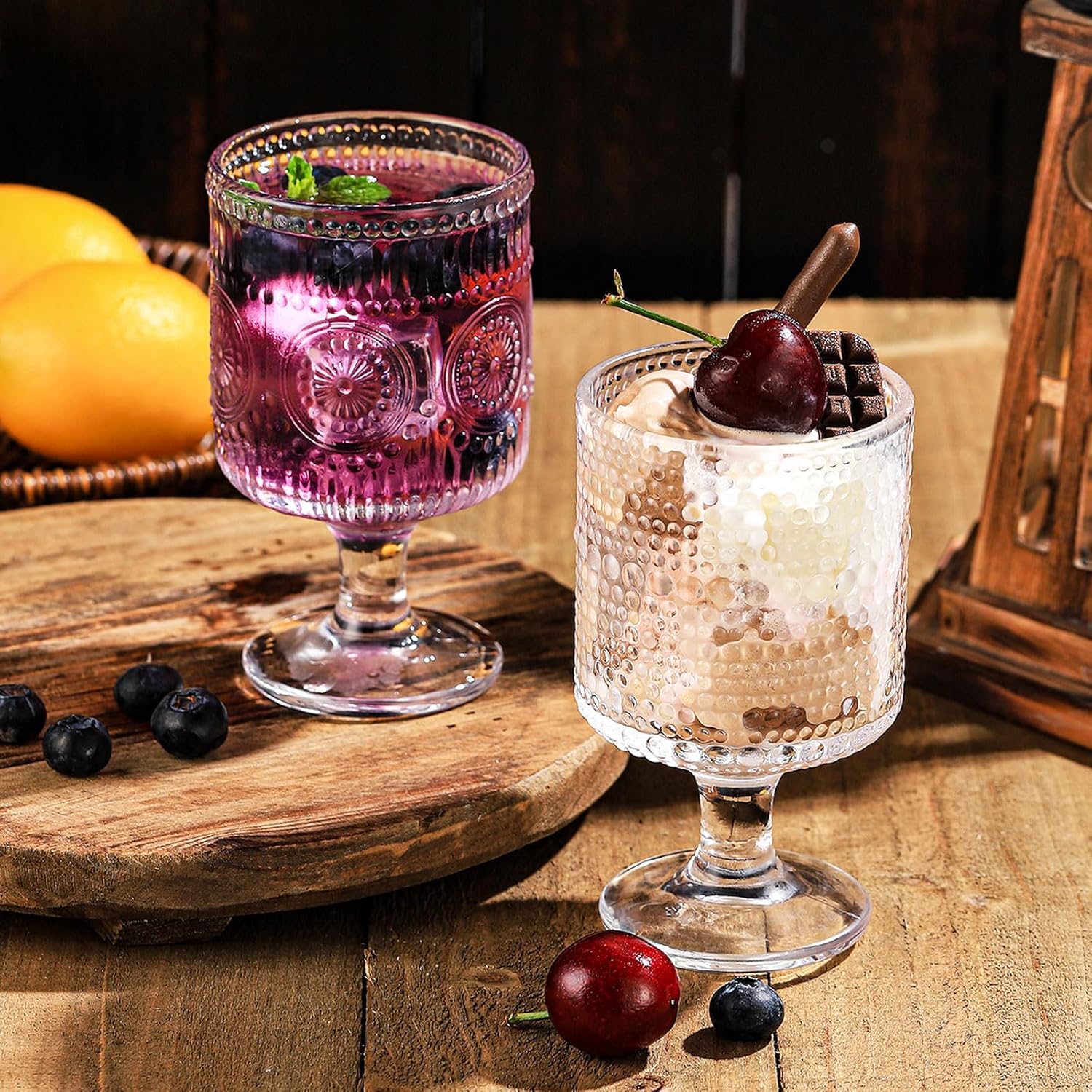 WHJY Cute Wine Glasses Set of 4, Cute Cocktail Glasses, 8 oz Vintage Glasses, Short Stem Wine Glasses - Pearl - Image 4