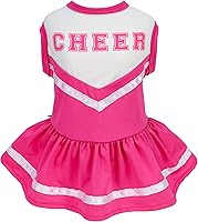 Vista 1 de Fitwarm Disfraz de animadora para perro, vestido deportivo de animadora para perros pequeños, ropa para mascotas, trajes para gatos, rosa y blanco
