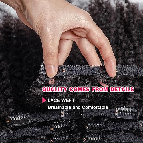 Miniatura 7 de VTAOZI Afro Kinky Curly Clip in Hair Extensions Real Human Hair for Black Women Brazilian Kinky Curly Human Hair Clip in Extensions 7Pcs with