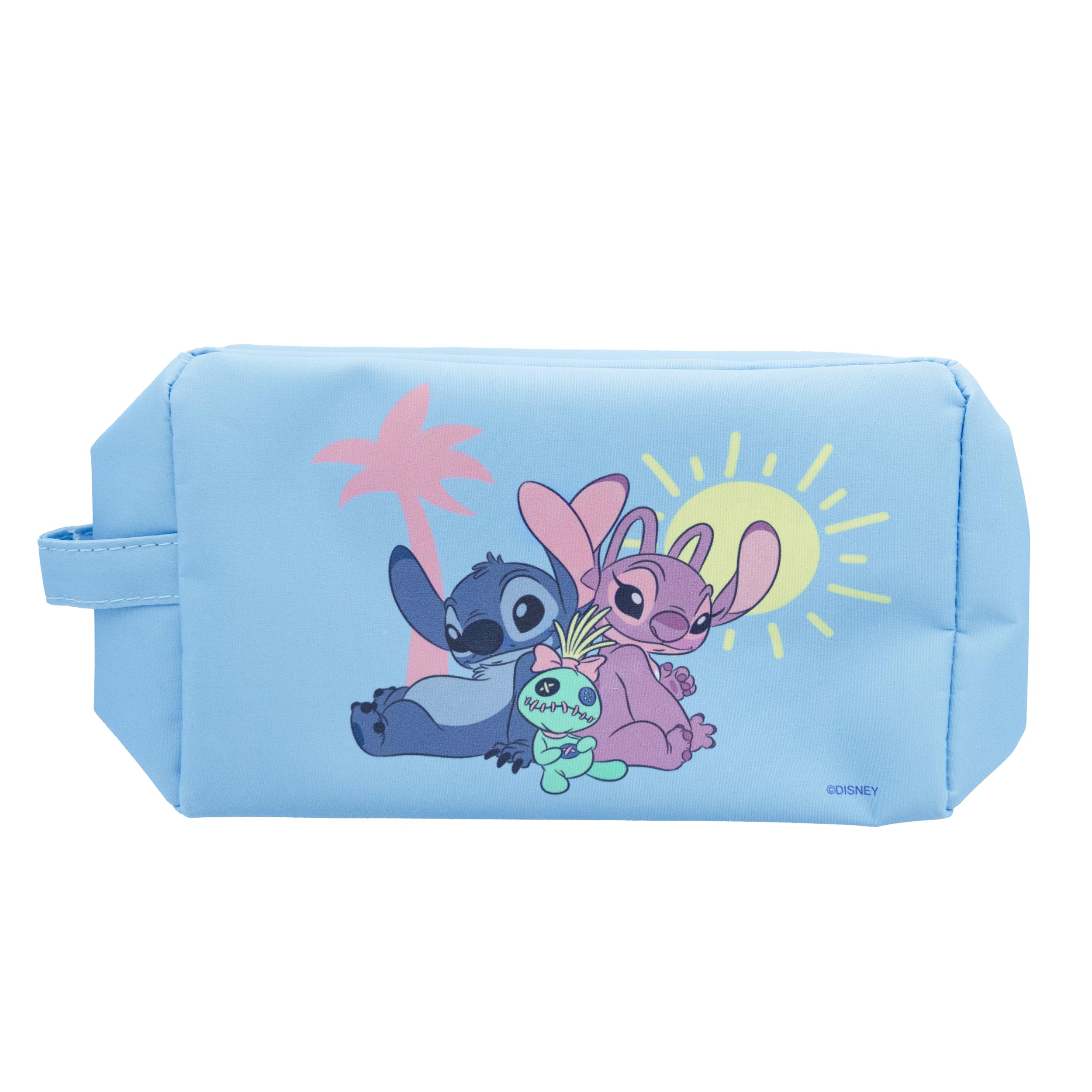 Disney Borsa da toilette Aloha Stitch Blu turchese con manico laterale Accessorio ufficiale Lilo & Stitch