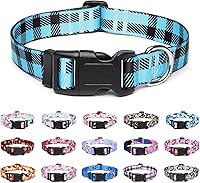 Vista 17 de Collar ajustable para perro con patrones, ultra cómodo, de nailon suave, transpirable, para perros pequeños, medianos y grandes (M, margarita azul)