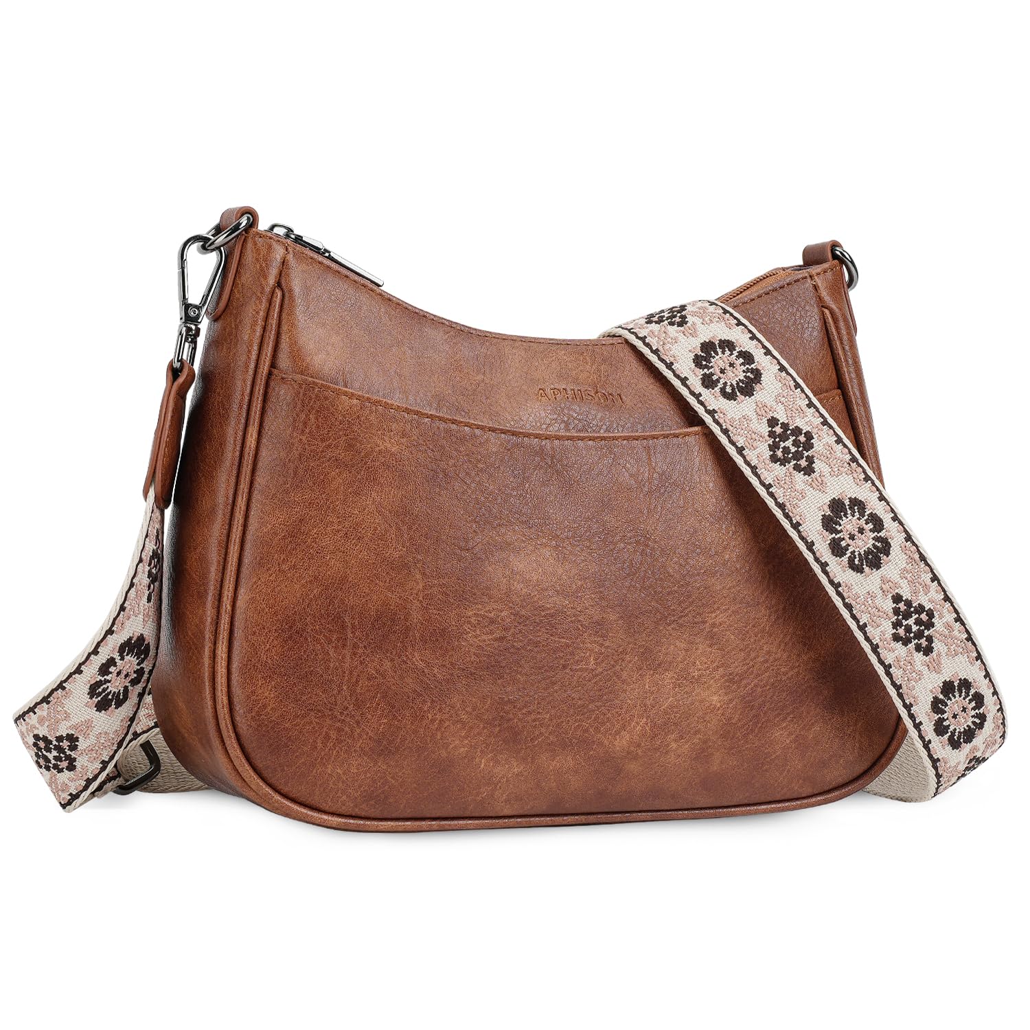 APHISON Klein Crossbody Bag mit Breitem Gurt Schultertasche Umhängetasche Damen veganem Leder Handtasche Tasche mit Abnehmbarem Schultergurt Kartenschlitz Reisetasche