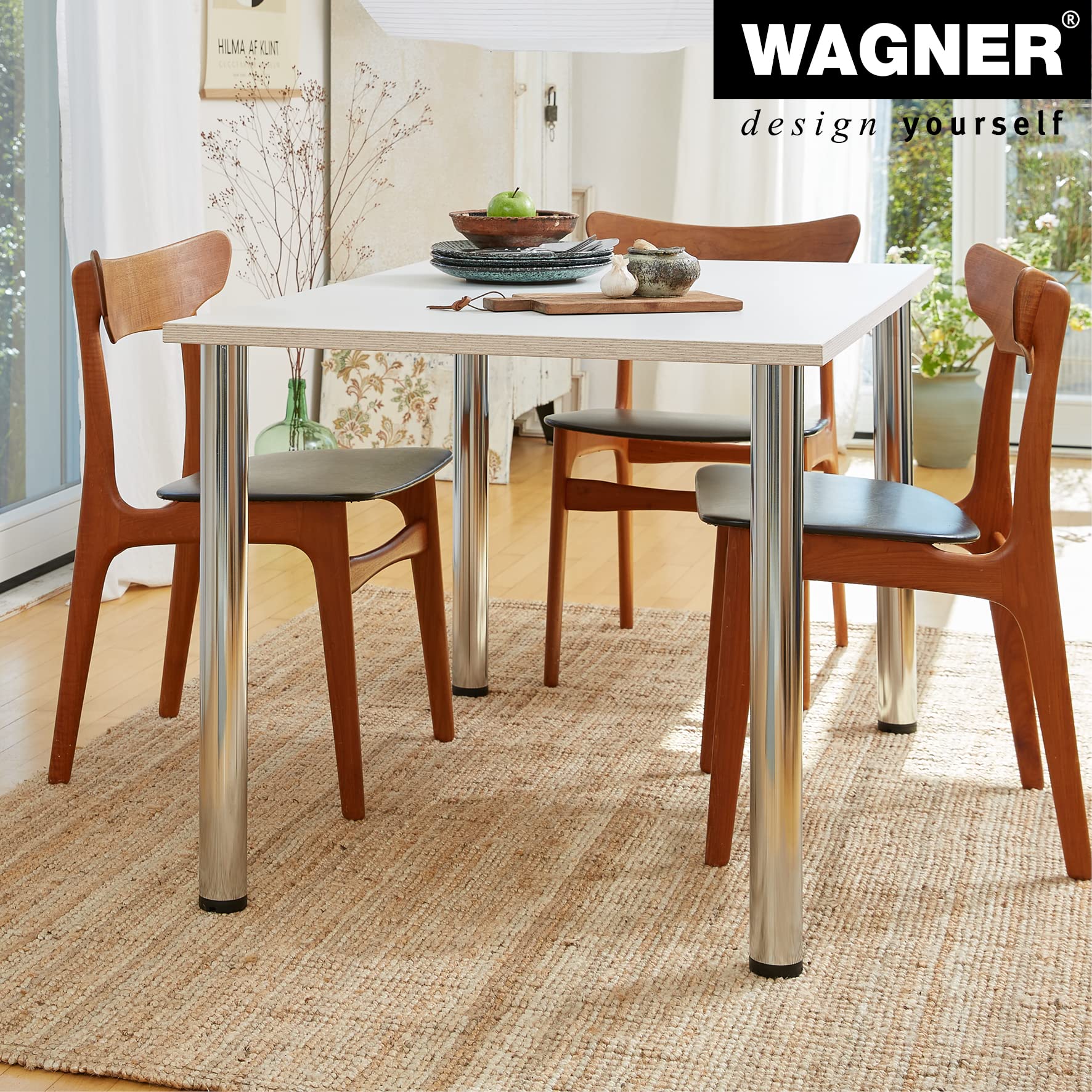 Wagner TENO 12351001 Furniture Leg/Table Leg/Furniture Foot/System Tube Teno Diameter 60 x 710 mm Can be Combined Individually with TENO System and QuickClick Chrome-Plated Steel Maximum Load 50 - Image 4