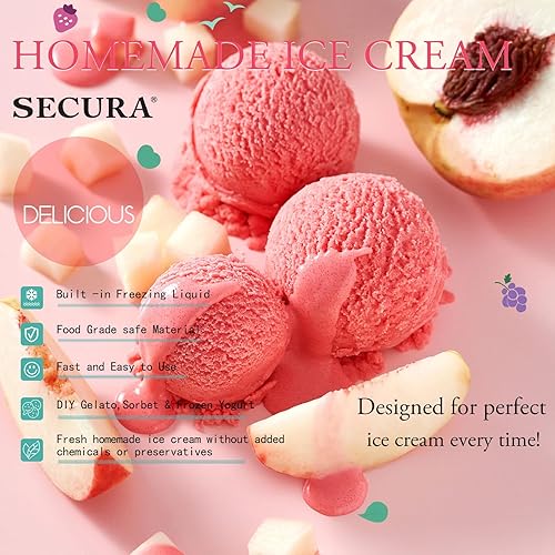 Miniatura 7 de Secura Máquina de helados, máquina de helado de visualización DIY para helados, sorbetes, yogur congelado, perfecto para principiantes, material