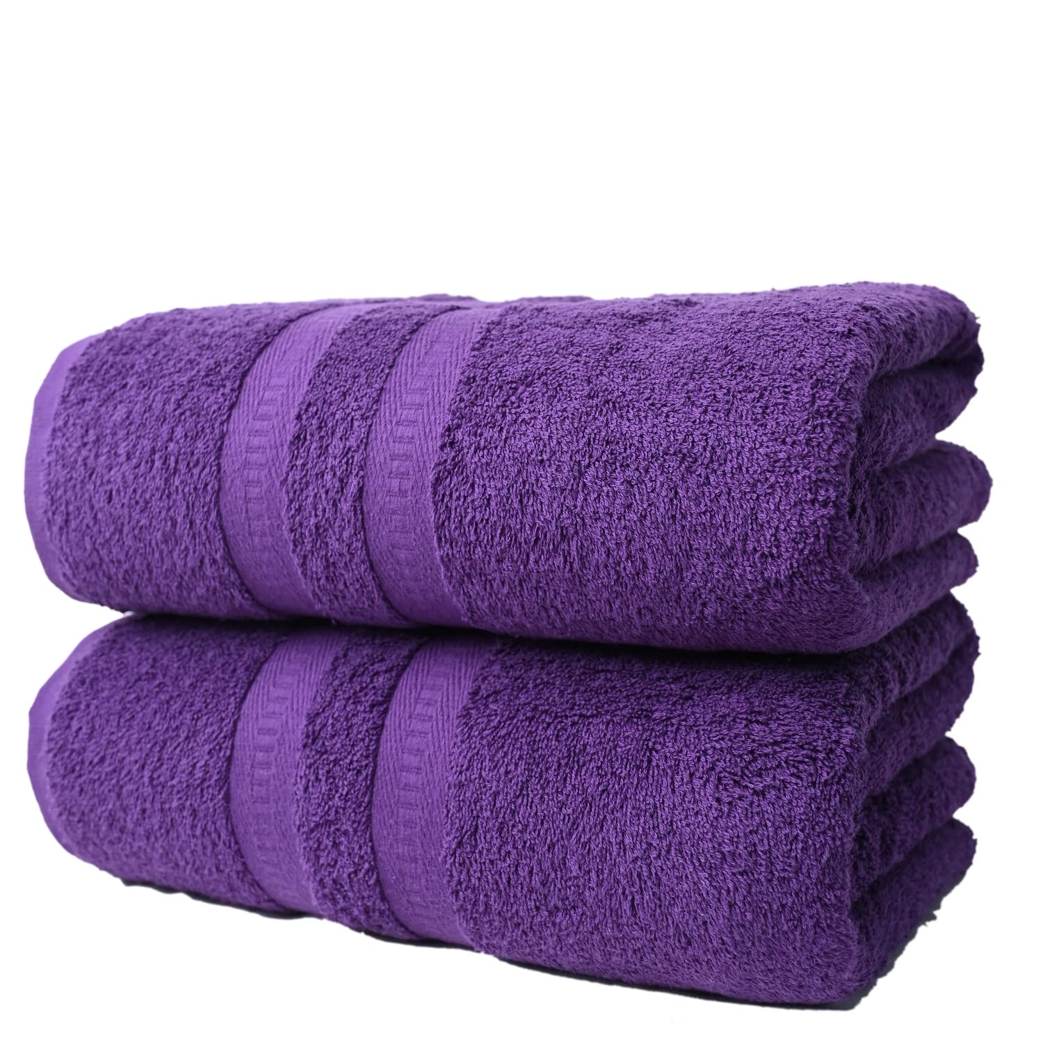 FB 2x Extra Large Super Jumbo Bath Sheets (100 x 200 cm-600 GSM) Luxury 100% Egyptian Combed Cotton Towel Super Soft Premium Hotel Quality Quick Dry Bathroom Towels Set (Purple)