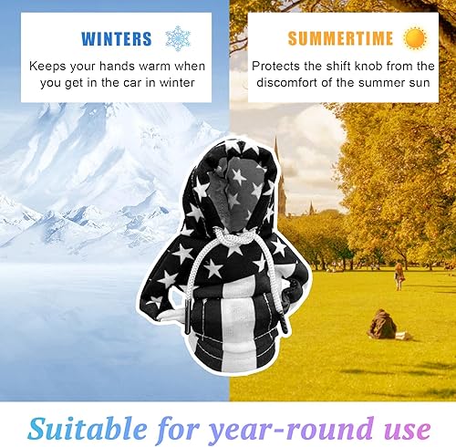 Miniatura 6 de Sylvil Funda para palanca de cambios de automóvil, a la moda y divertida, cubierta de sudadera con capucha para palanca de cambios para invierno,