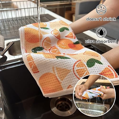 Miniatura 10 de QUILTINA Juego de toallas de cocina absorbentes 100% algodón, toallas de mano de cocina de tejido gofre, paños de cocina ultra suaves, trapos de