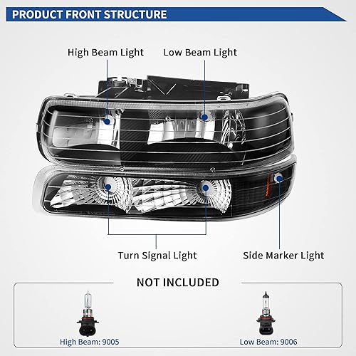 Miniatura 357 de oEdRo Faros delanteros compatibles con Ford F150 / 06-08 Lincoln Mark LT Pickup 2004, 2005, 2006, 2007, 2008, Ford F150 / 06-08 Lincoln Mark LT OE