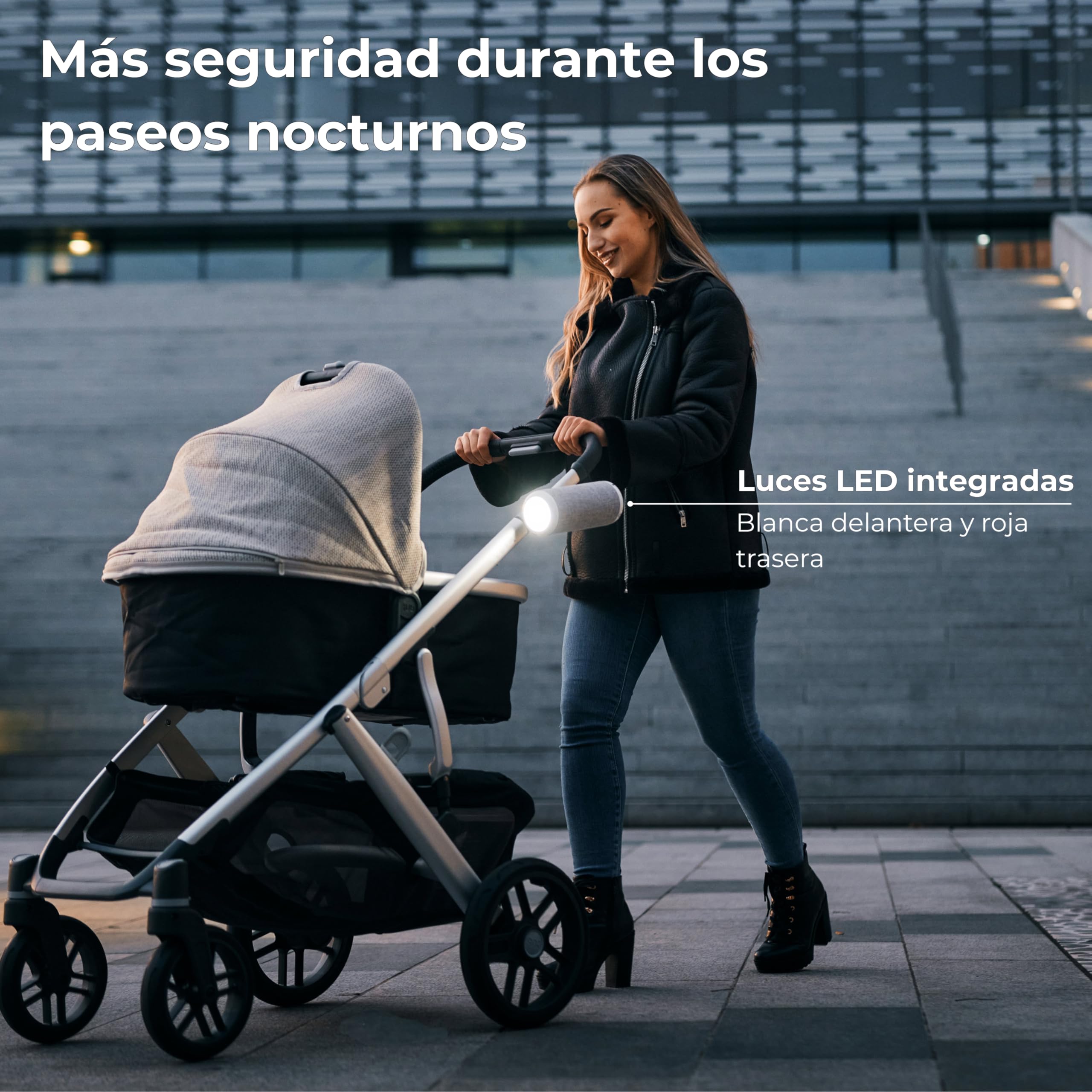 Mecedor Automático Recargable para Cochecito de Bebé – Ayuda para Dormir con Balanceo Suave, 3 Velocidades, Luz LED de Seguridad, USB-C, hasta 30 h - RockingRide PRO (Negro)