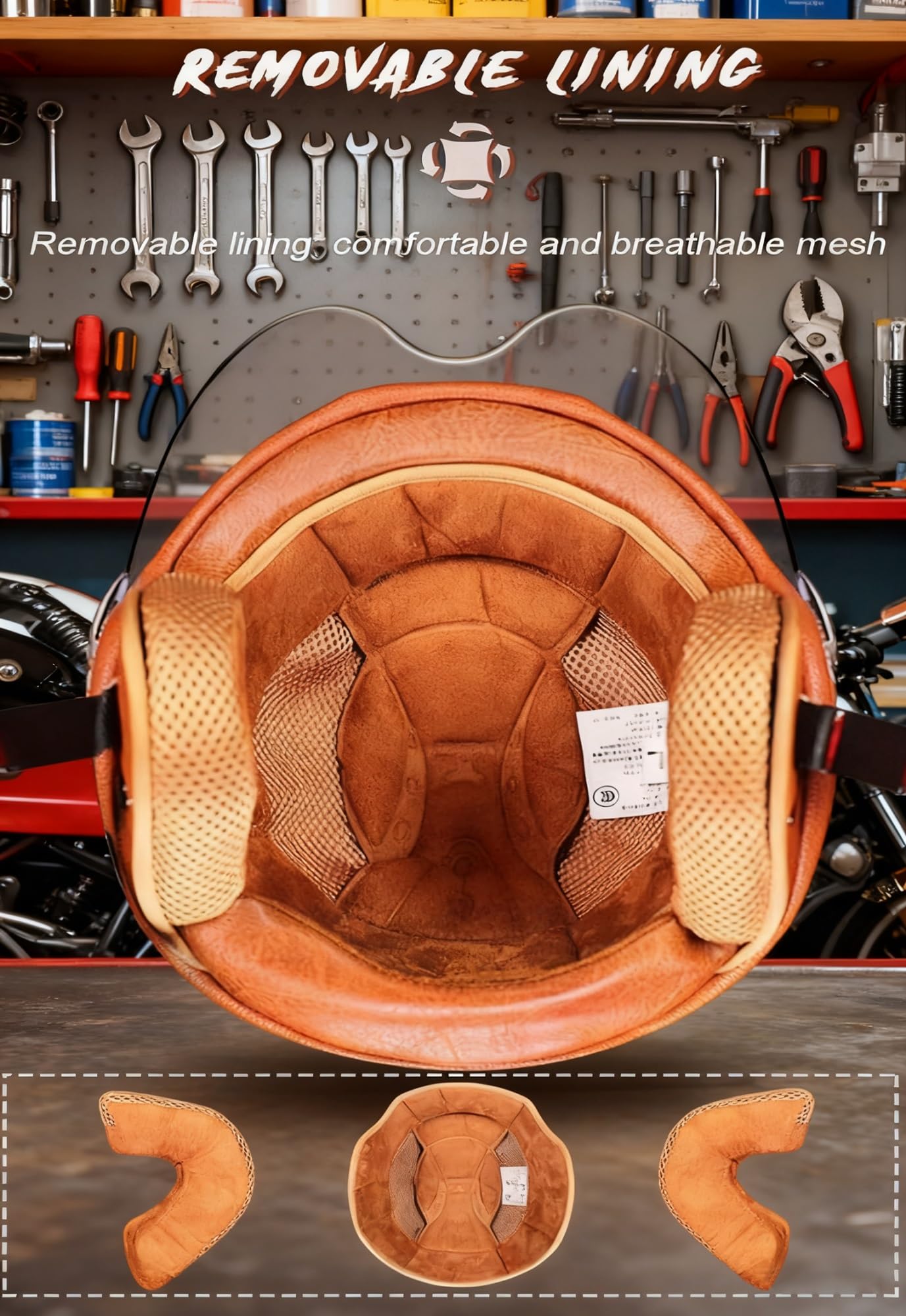 Casco Da Moto Half-helmet A Visiera Solare In Pelle Vera Retro Di Stile 3/4, Jet A Viso Aperto A Stile Tedesco, Certificato DOT/ECE – Per Mopedi Unisex.