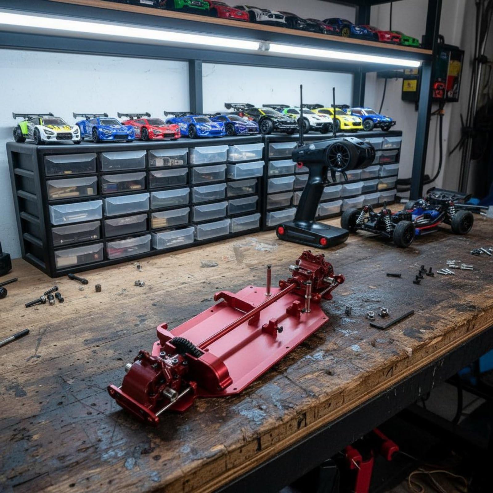 F Fityle Modelo Chasis de Coche RC Kit de Modificación Conjunto de Transmisión Piezas Metálicas Aluminio Resistente y Diferenciales Metálicos Gemelos Apto para, Oro