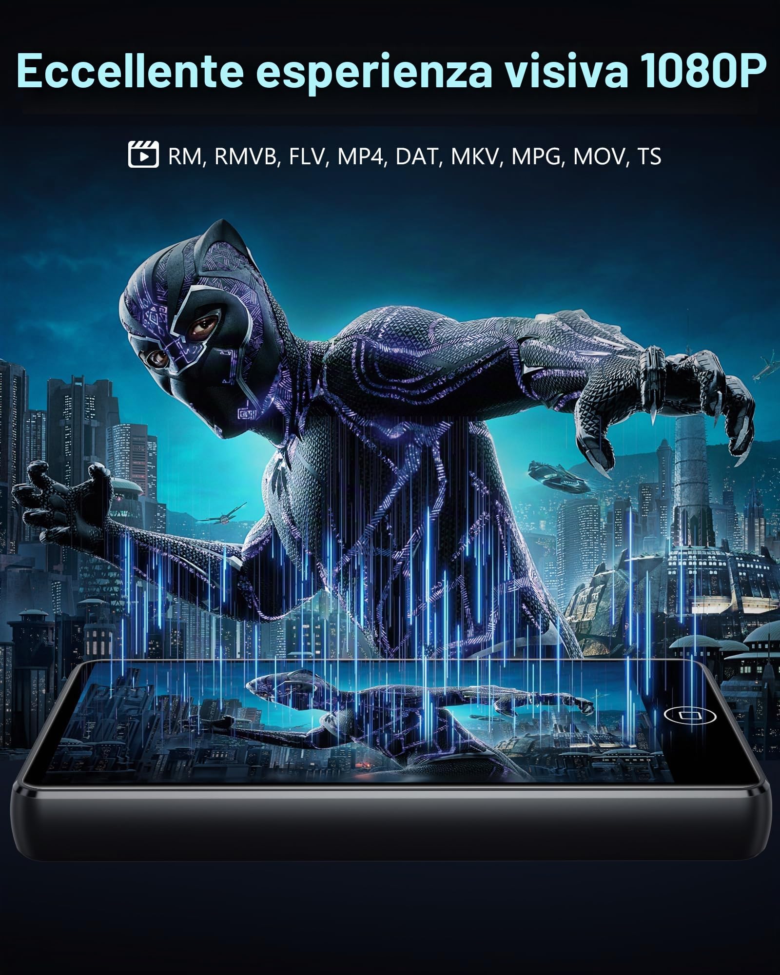 144GB Lettore MP3 Spotify con Wi-Fi & Bluetooth, 4,02 Pollici Touchscreen MP4 Lettore Musicale, MP3 Lettore Musicale Android con Amazon Music, Deezer, Radio FM, Registratore Vocale, Nero