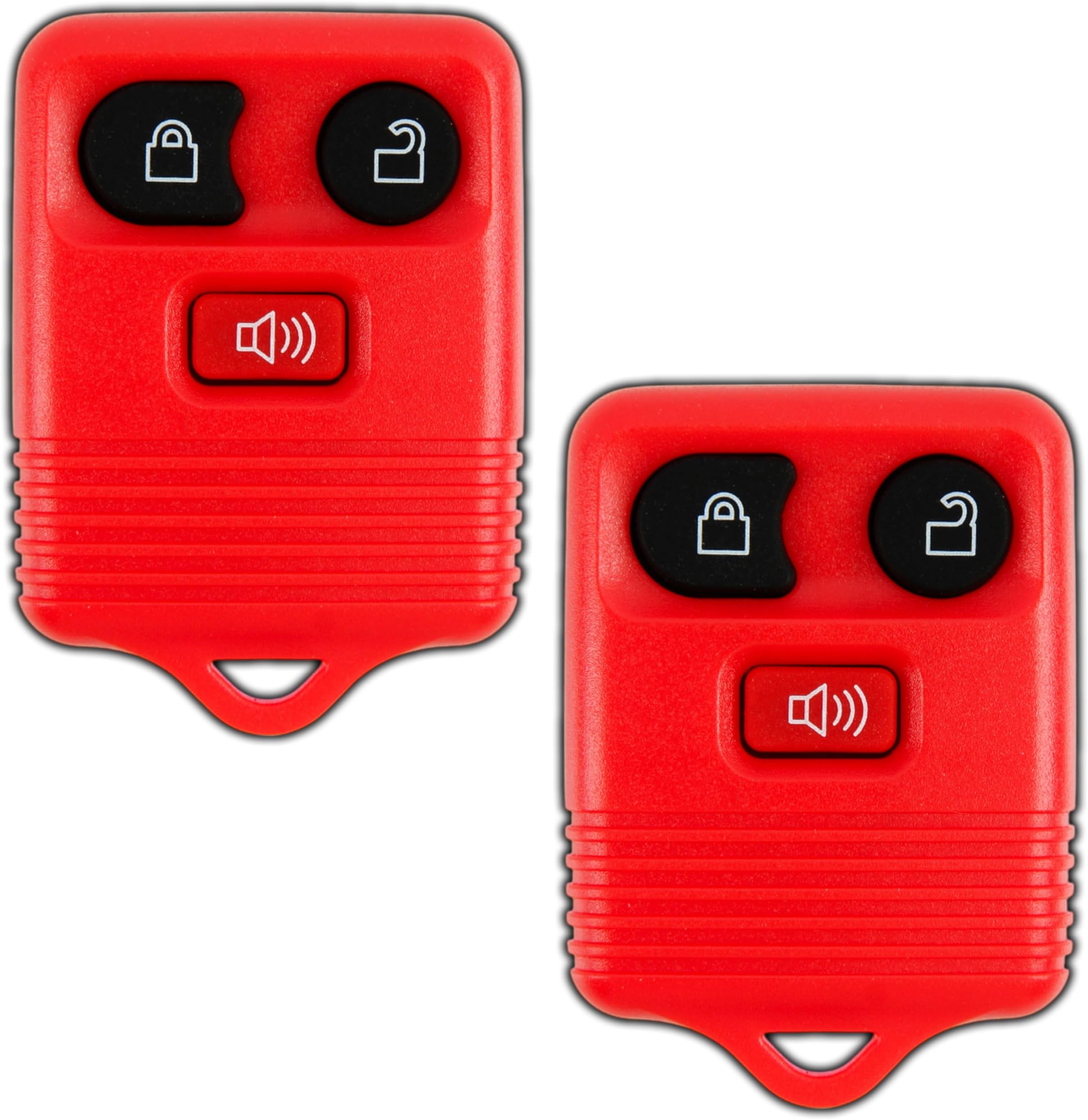 KeylessOption Key Fob Replacement for 2002 2003 2004 2005 2006 2007 2008 2009 2010 2011 2012 2013 2014 2015 2016 Ford F150 Explorer Ranger Mustang Lincoln Mazda Mercury Remote, 3-Button Red 2-Pack