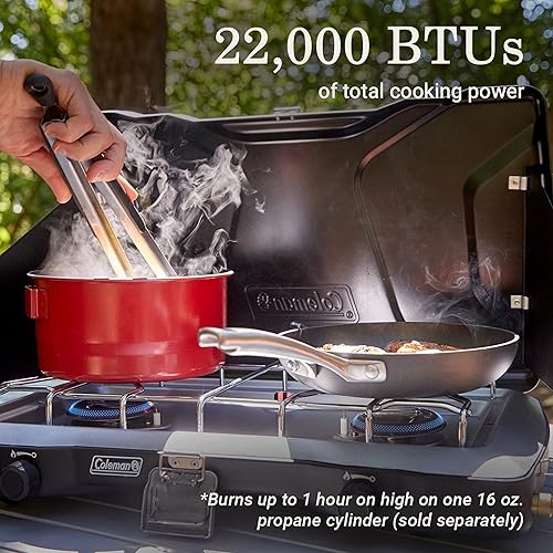 Miniatura 6 de Coleman Triton+ - Estufa de camping de propano de 2 quemadores con encendido InstaStart, estufa portátil para acampar con 2 quemadores ajustables y