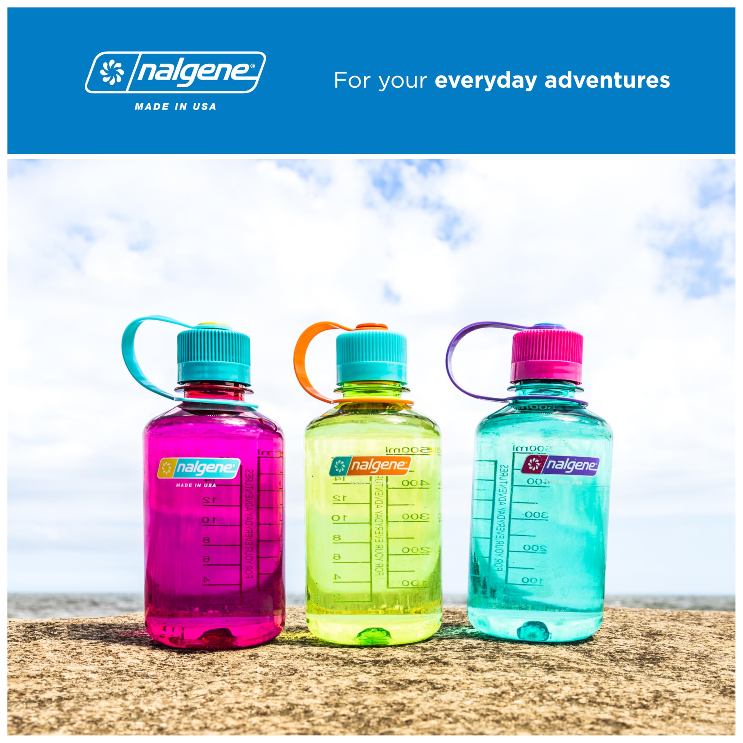 Nalgene Sustain Butelka na wodę z tritanu, bez BPA, wykonana z materiału pochodzącego w 50% z tworzywa sztucznego, 473 ml, wąski otwór, Cosmo