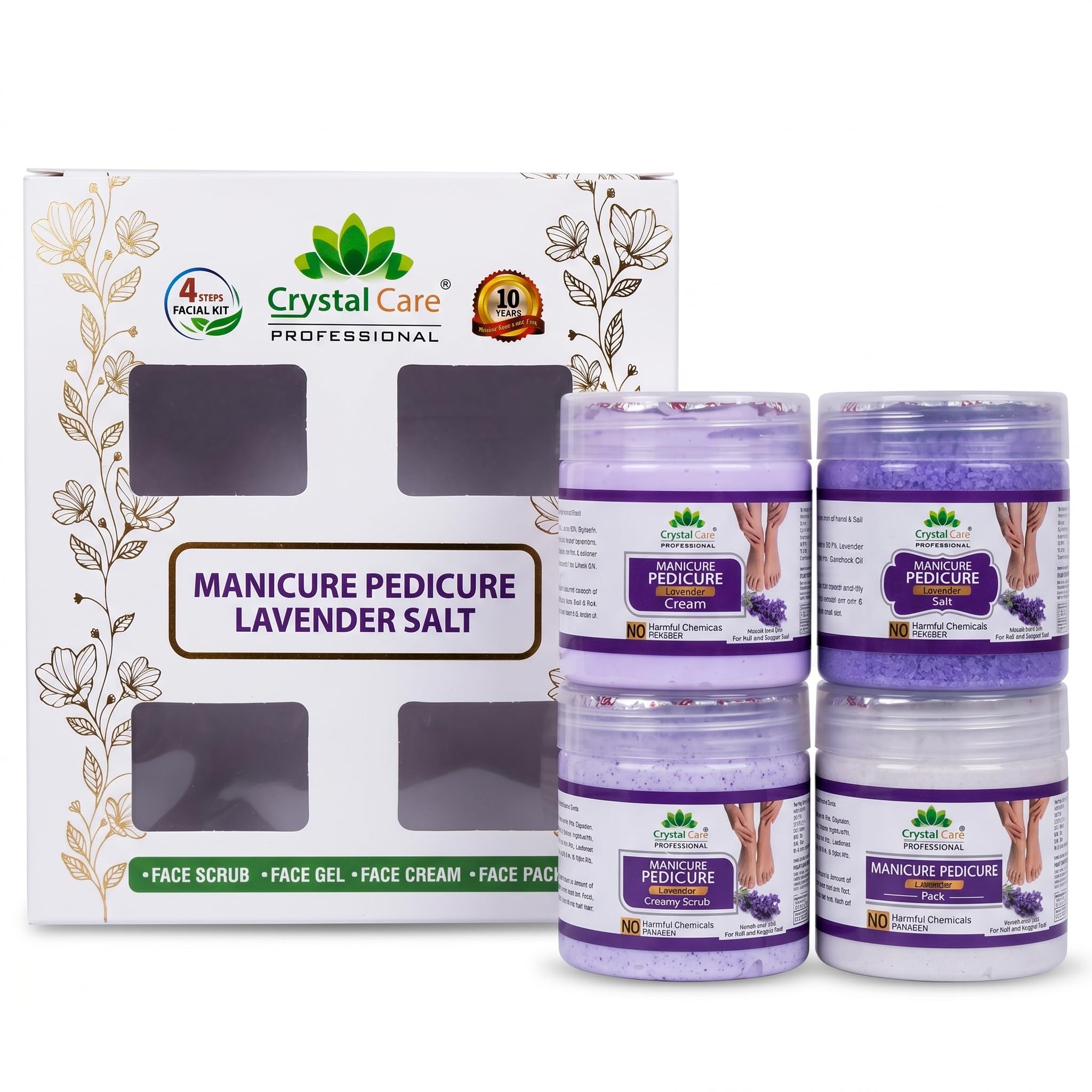Professional Manicure Pedicure Kit – Lavender Spa Combo | Salt, Scrub Gel, Cream & Pack | Paraben Free | Salon Professional Foot & Hand Care | Soft & Smooth Skin (Lavender)-image-30