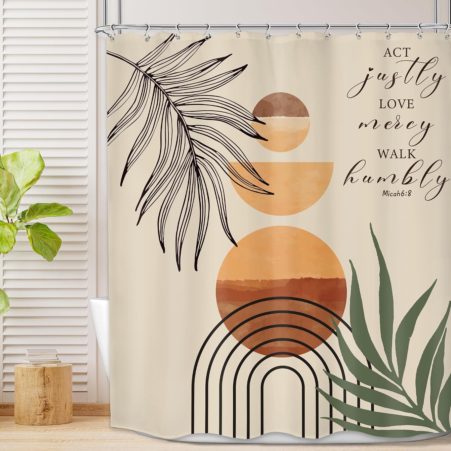 MESHELLY Boho Mid Century Shower Curtain 60Wx72H Modern