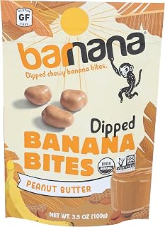Barnana Organic Peanut Butter Dipped Chewy Banana Bites - Vegan Non-GMO Healthy Snacks 3.5oz