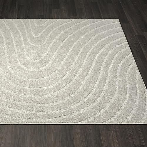 Miniatura 5 de LUXE WEAVERS Alfombra moderna geométrica ondulada gris 5x7