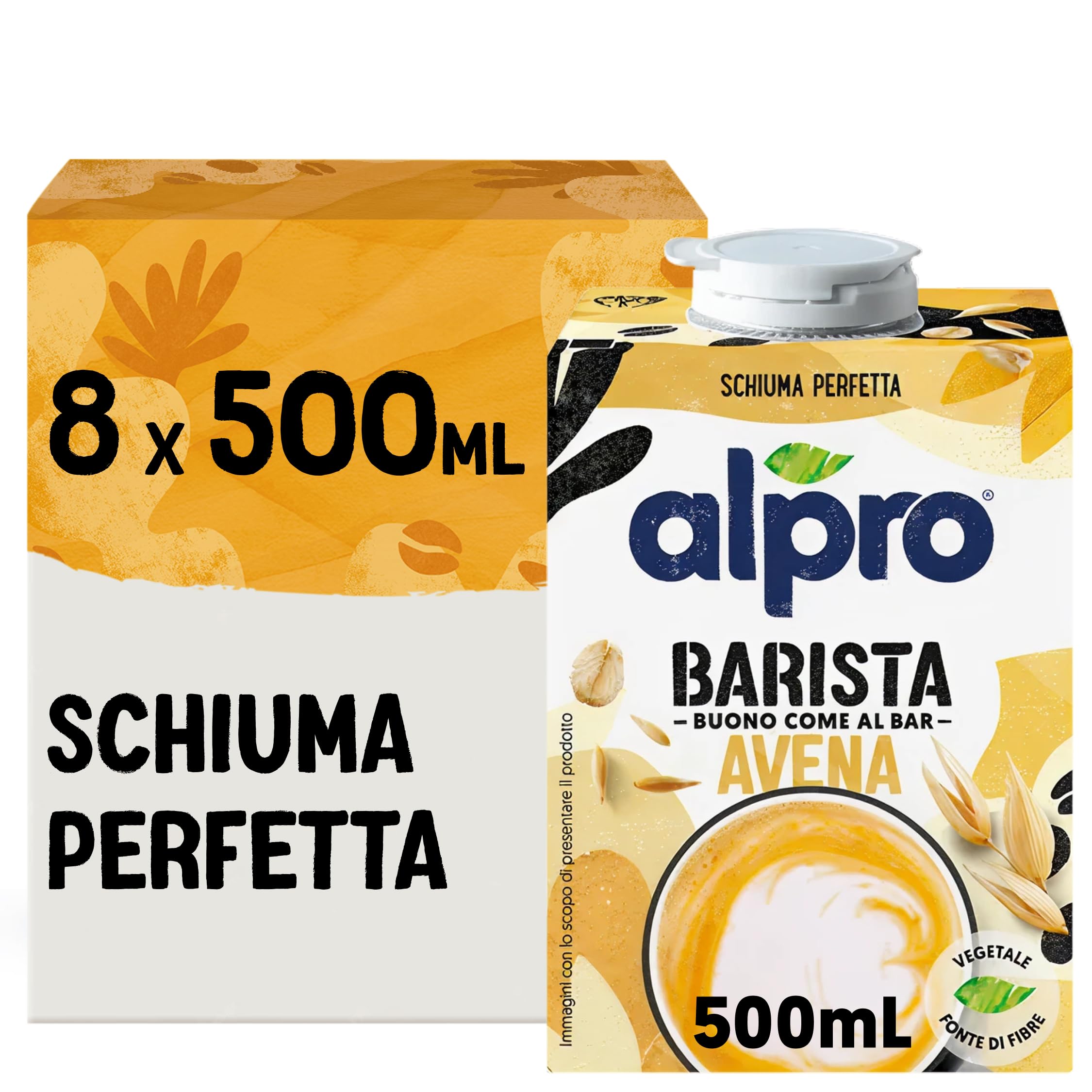 ALPRO BARISTA, Bevanda all'AVENA, Naturalmente Senza Lattosio, ideale con il caffè - 8 confezioni da 500 ml