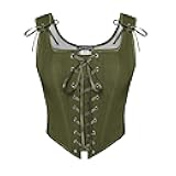 Renaissance Corset Tops for Women Vintage Lace Up Overbust Bustier Bodice