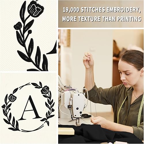 Miniatura 2 de Bolsa de lona con inicial, bolsa de playa, bolsa de maquillaje con cremallera, regalos personalizados para profesores, amigas, regalos de cumpleaños