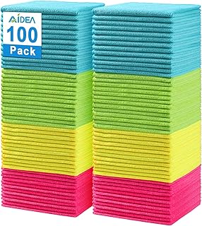 AIDEA Microfasertücher 100 Stück, Mikrofasertücher Mikrofaser Putzlappen Küch Reinigungstücher Geschirrtücher für Haus, Auto, Motorrad, Fenster, 30 x 30 cm