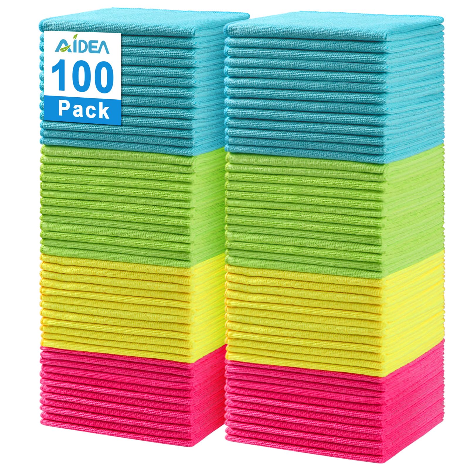 AIDEA Paños de microfibra 100 unidades, paños de microfibra, paños de limpieza de cocina, paños de cocina para casa, coche, moto, ventana, 30 x 30 cm