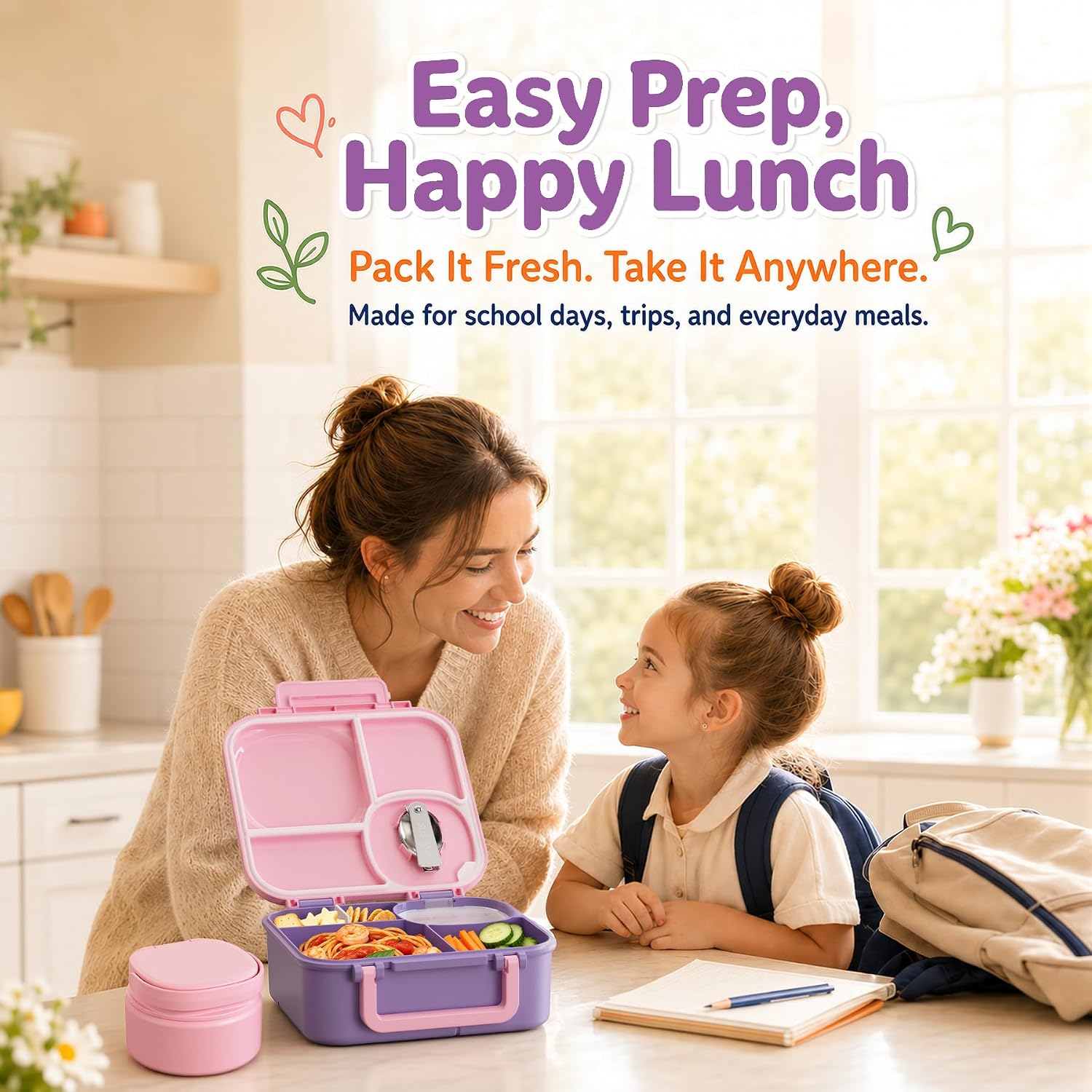 Bento Box for Kids,Leak-Proof Lunch Container with 9oz Insulated Food Jar