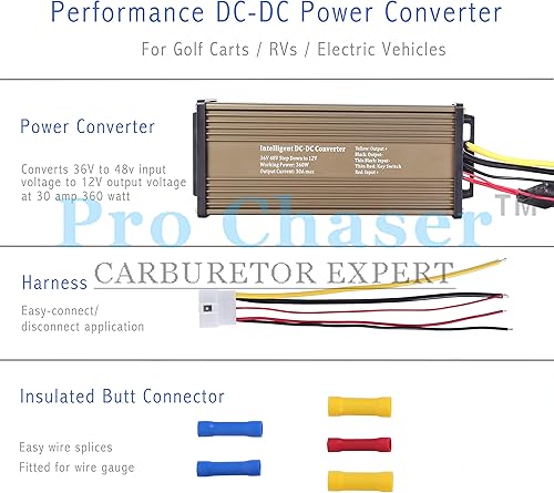 Miniatura 5 de Pro Chaser Carros de golf DC-DC RV 48V 36V Voltaje a 12V reductor de voltaje reductor de voltaje reductor para faros traseros paneles solares (10A