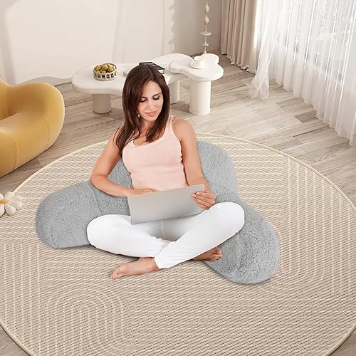 Miniatura 7 de Almohada de lectura para sentarse en la cama para adultos, niños y adolescentes, almohadas de respaldo de cuña con brazos y soporte para la espalda