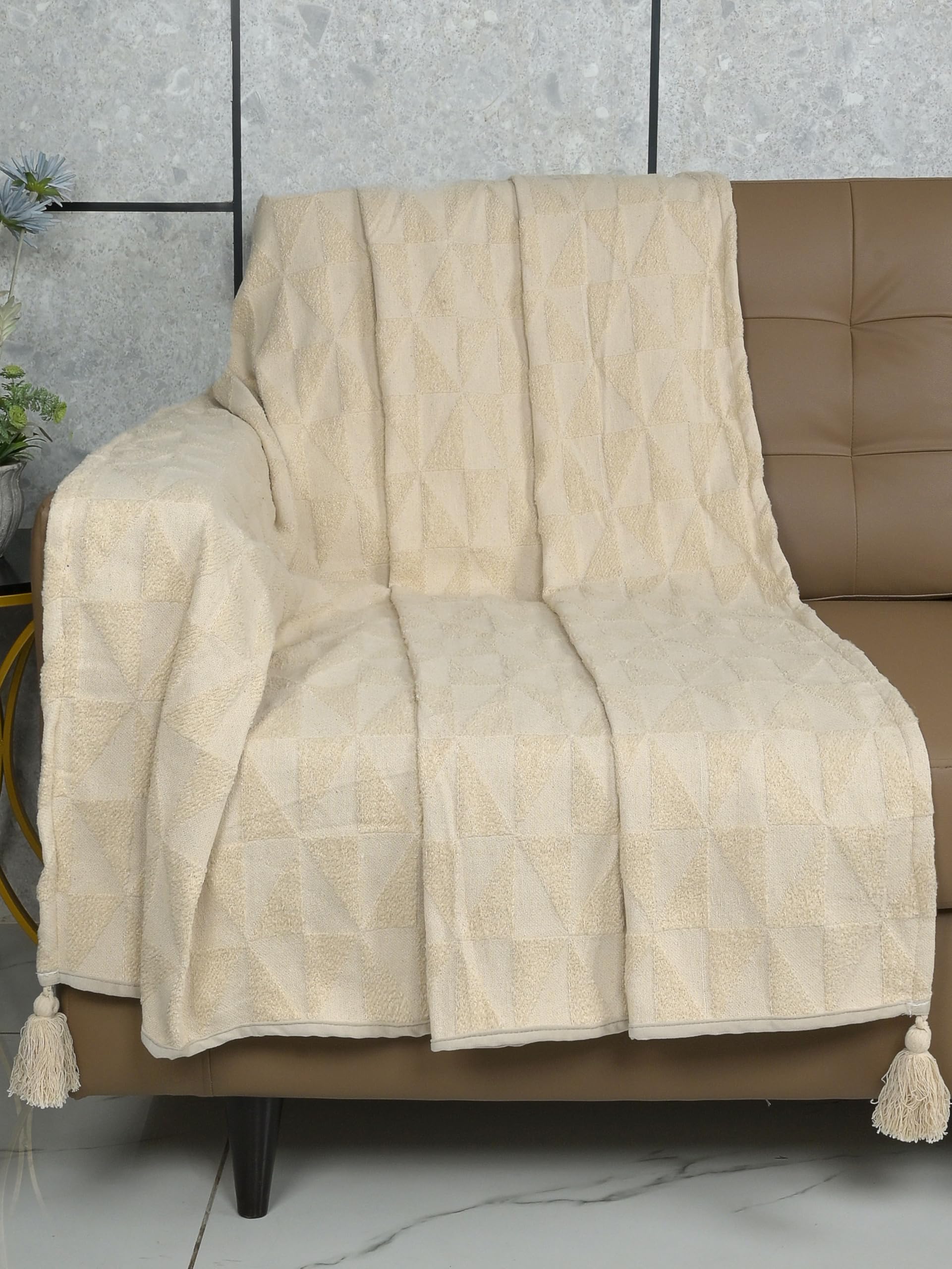 Saral Home Soft Microfiber 3 Seater Sofa Cover Throw (Light Beige, 140x210 cm)-image-18